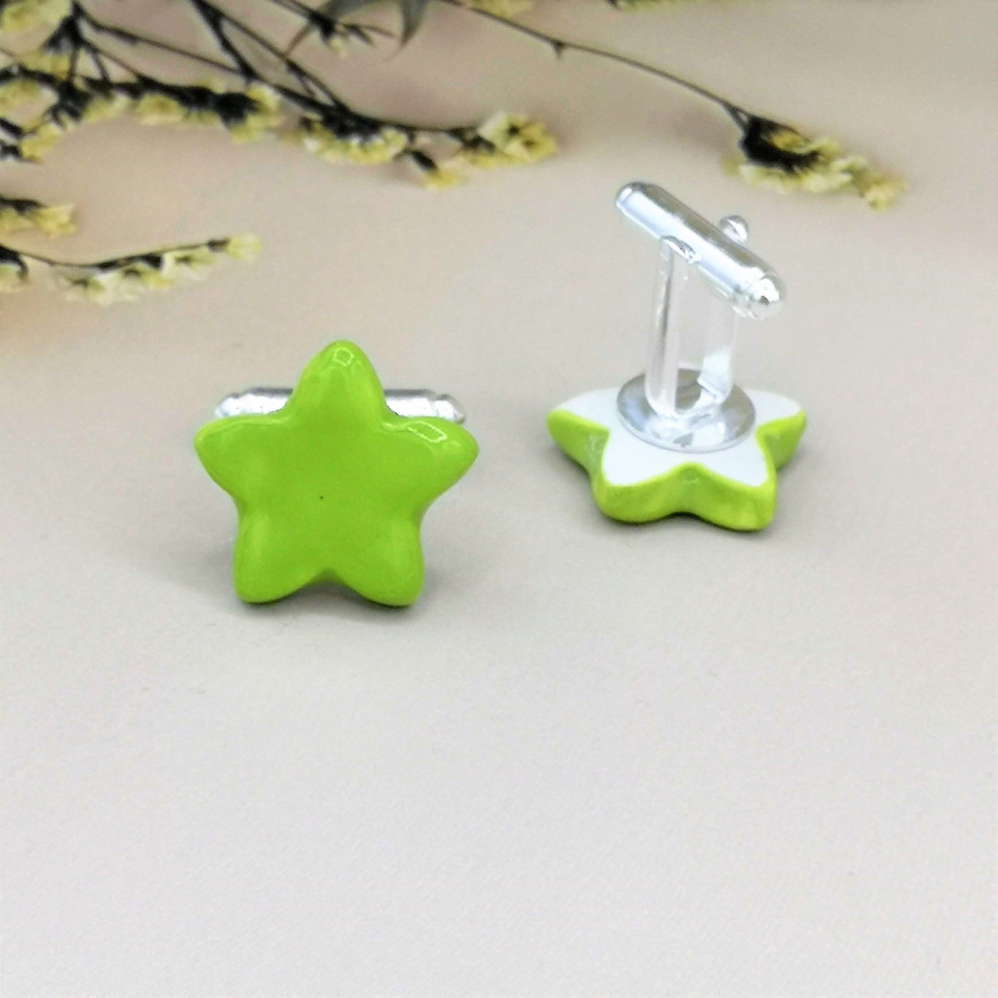 Star Cufflinks For Men, 9th Wedding Anniversary Gift For Husband, Celestial Fathers Day Gift From Daughter, Cute Boyfriend Gift - Ceramica Ana Rafael