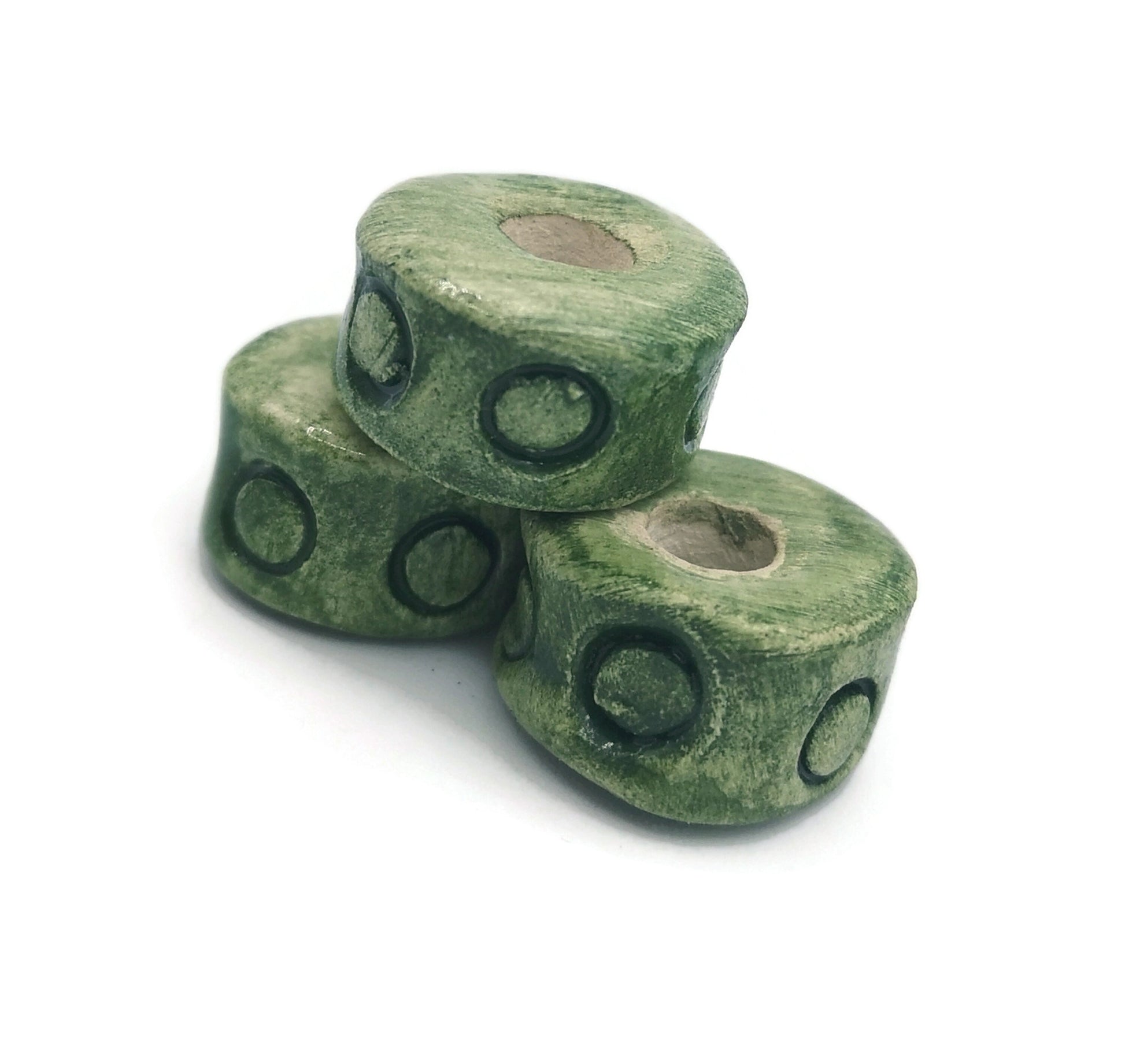 LARGE HOLE BEADS For Jewelry Making, Set Of 3 Clay Long Tube Beads For Macrame Or Dreadlock - Ceramica Ana Rafael