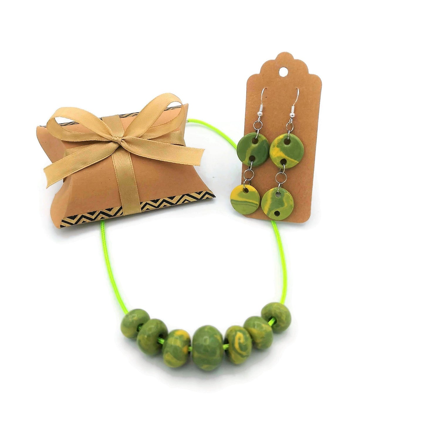 Green Statement Necklace, Everyday Necklace, Boho Beaded Necklace, Best Gifts For Her, Mom Birthday Gift From Daughter, Handmade Ceramic - Ceramica Ana Rafael