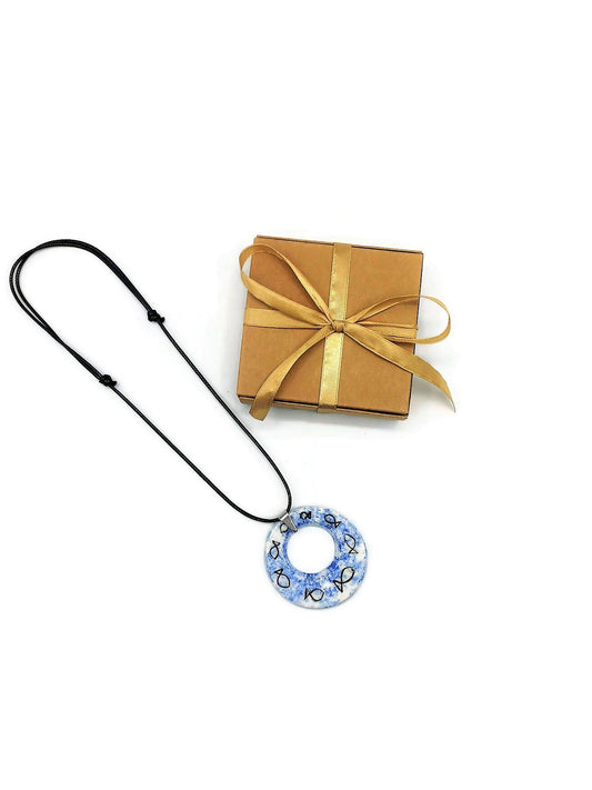 Blue Fish Statement Necklace Pendant for Women, Handmade Ceramic Jewelry Best Gifts For Her, Personalized Mother's Day Gift For Grandma - Ceramica Ana Rafael