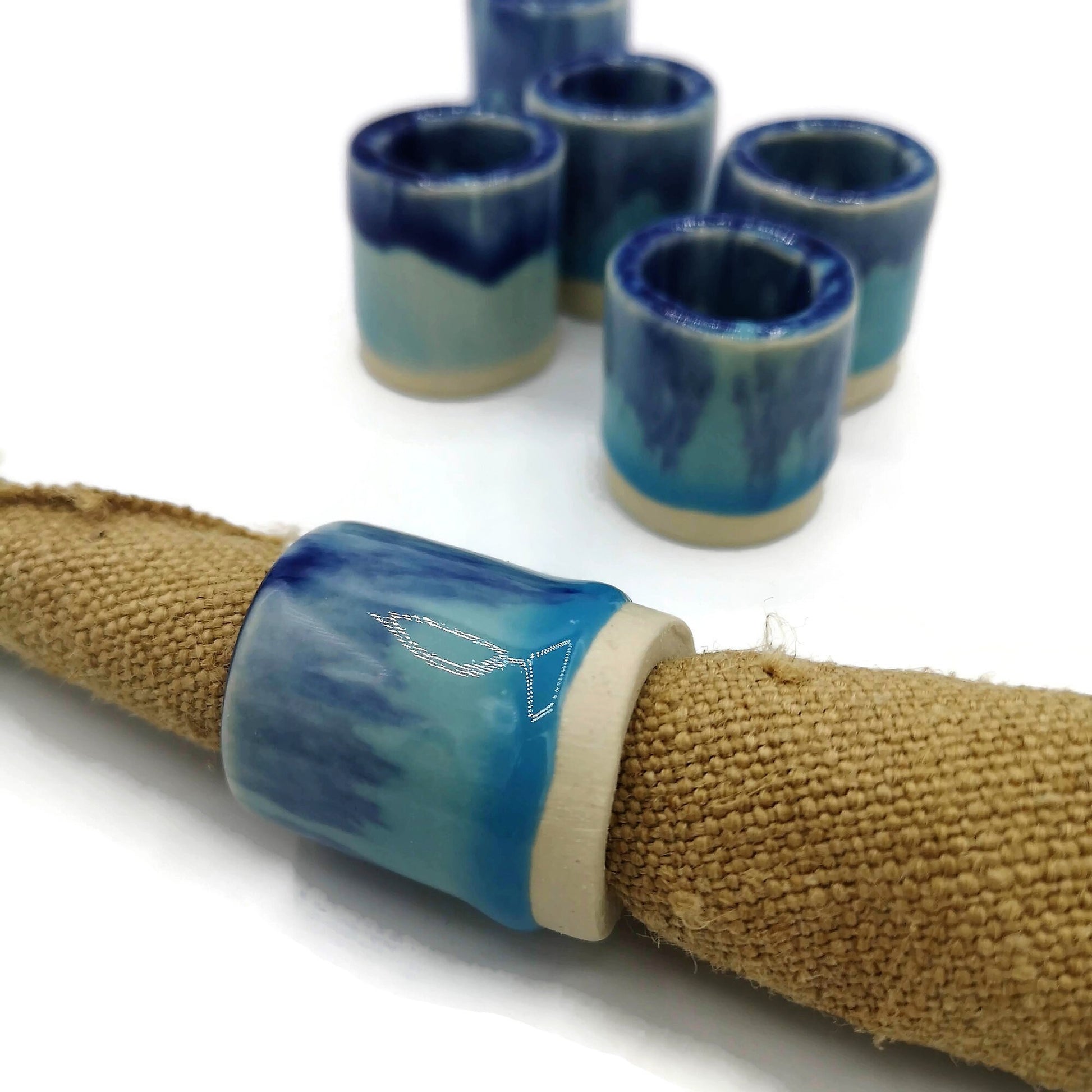 HOLIDAY NAPKIN RINGS, Summer Napkin Holder, Handmade Ceramic Fancy Set Of 4 Clay Napkin Holders, Custom Porcelain Napkin Personalized Rings - Ceramica Ana Rafael