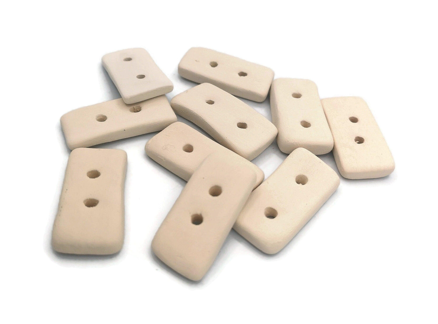 10Pcs Handmade Ceramic Bisque Buttons Ready To Paint, Artisan Blank Rectangle Shaped Sewing Buttons, Diy Craft Kit Gifts For Adults - Ceramica Ana Rafael
