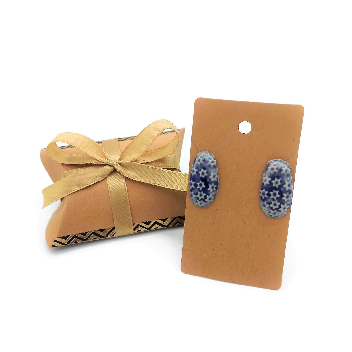 Blue Clay Unique Stud Earrings For Women, Handmade Jewelry Best Gifts For Her, Novelty Earrings, Aesthetic Minimalist Funky Stocking Stuffer - Ceramica Ana Rafael