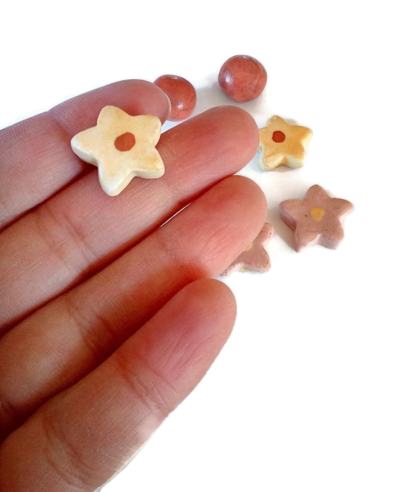 Assorted Cabochons For Jewelry making, Handmade Ceramic Beads Without Hole, Round Cabochon - Ceramica Ana Rafael