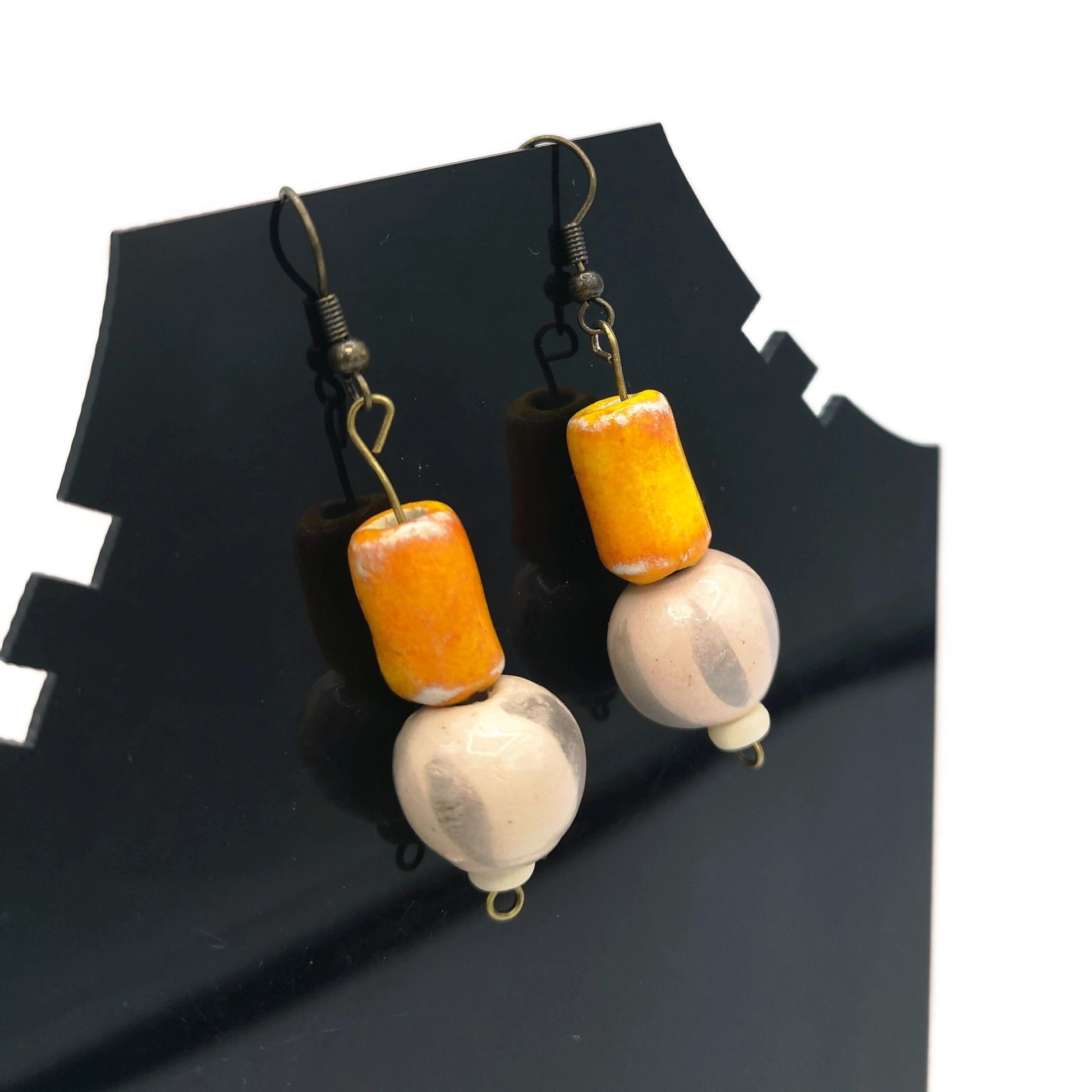 UNIQUE DANGLE EARRINGS, Ceramic Drop Earrings, 9th Anniversary Gift For Her, Novelty Charm Aesthetic Earrings - Ceramica Ana Rafael