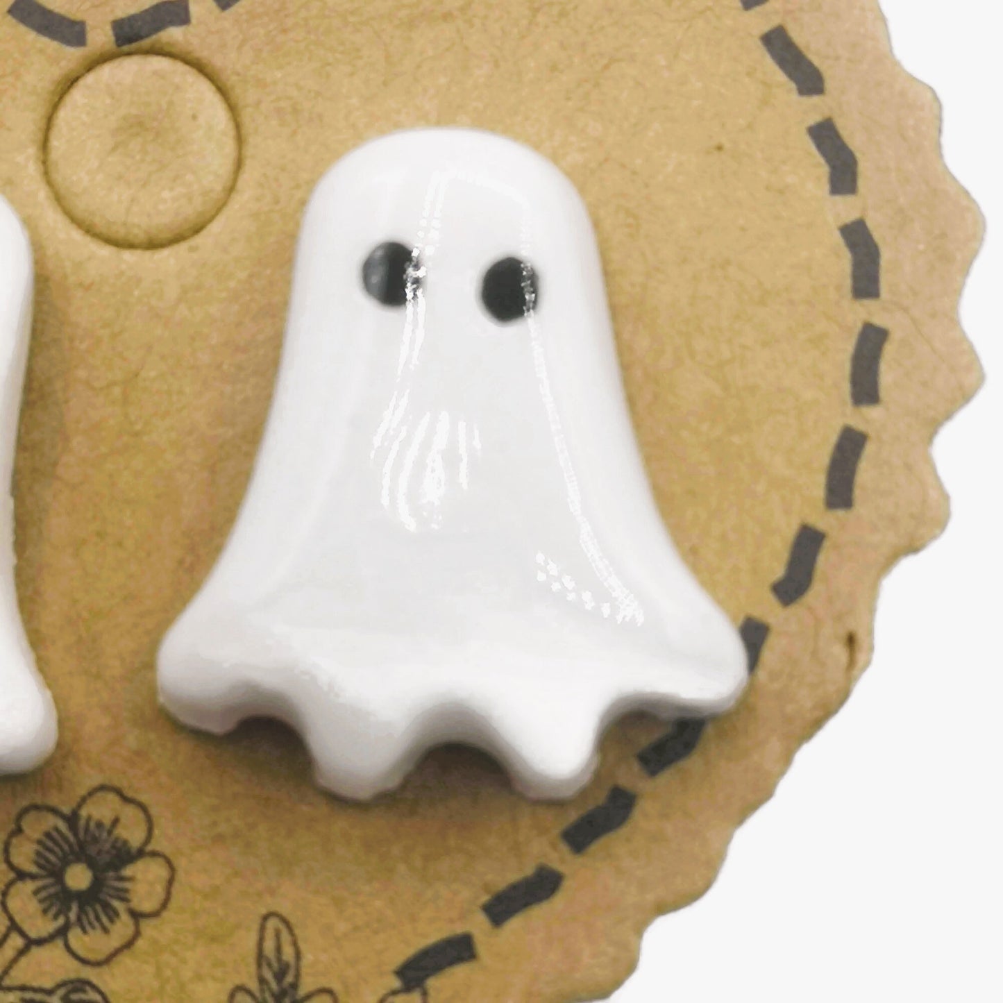 Handmade Ceramic Ghost Stud Earrings For Girls- Spooky Cute Halloween Jewelry For Women - Ceramica Ana Rafael