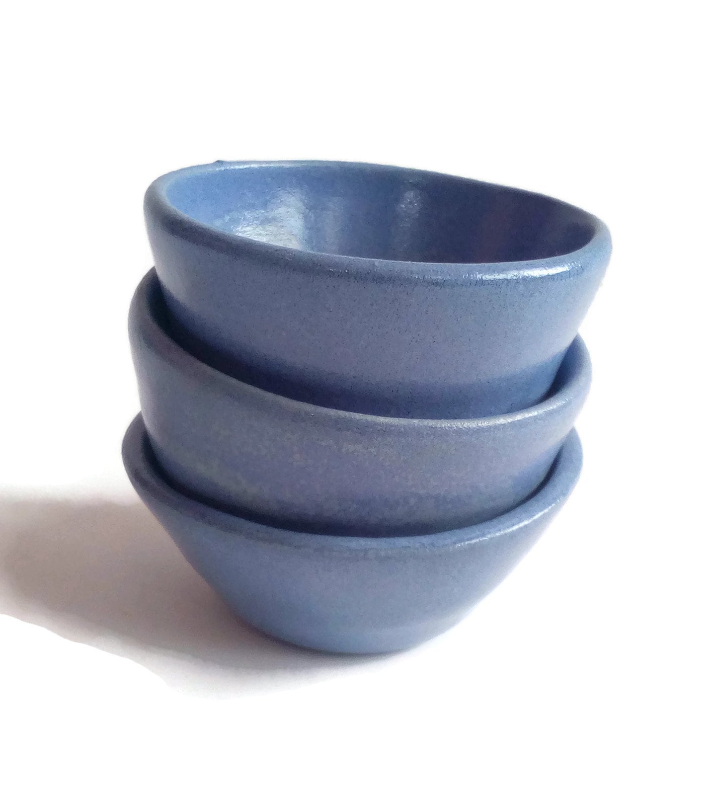 3Pc Blue Handmade Ceramic Bowl Set, Soy Sauce Bowl, Unique Small Sauce Bowls To Serve Small Things, Decorative Bowl Gift For Mom - Ceramica Ana Rafael