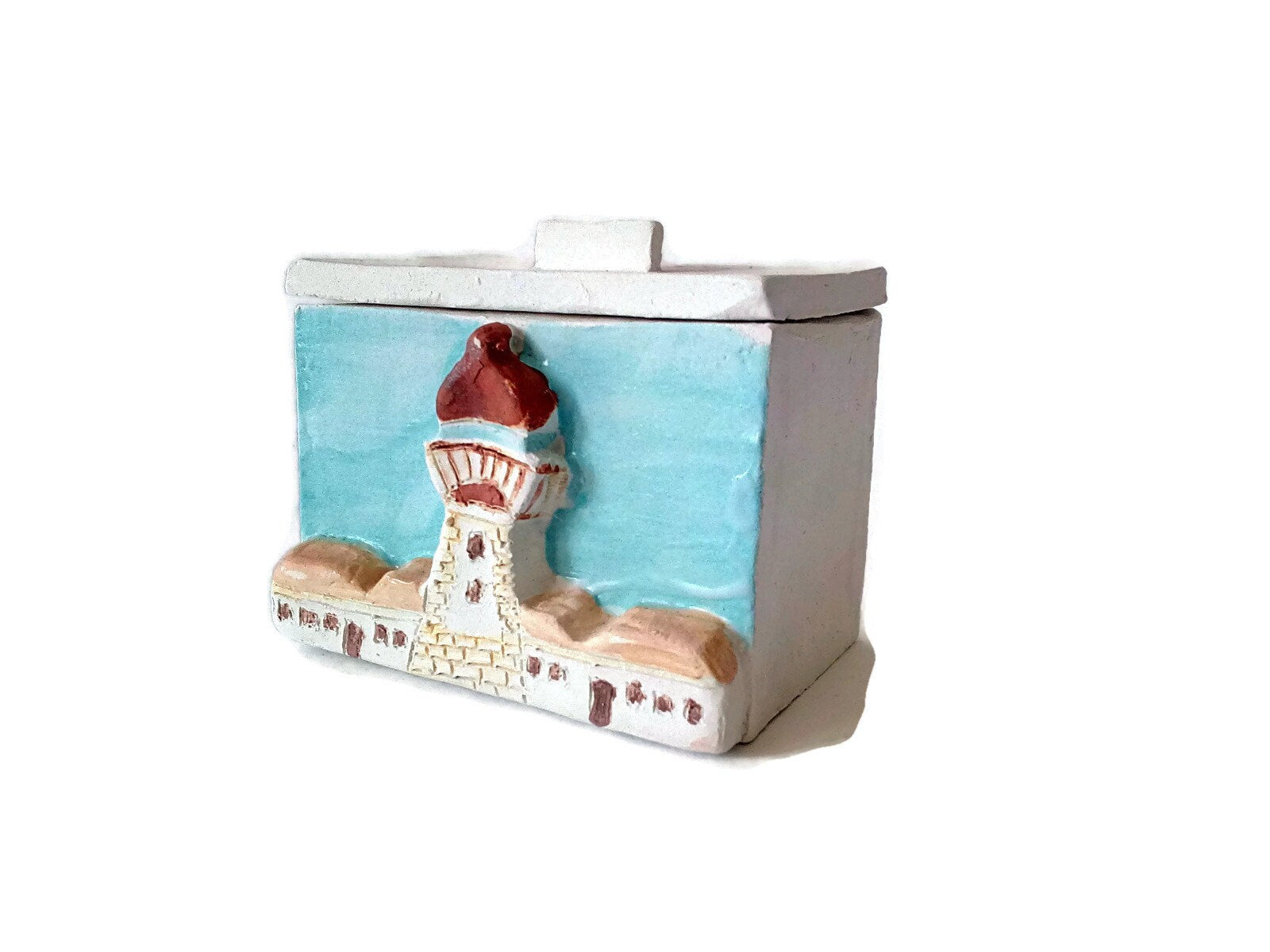Handmade Ceramic Jewelry Box With Lid, Lighthouse Gift For Dad, Unique Small Trinket Box - Ceramica Ana Rafael