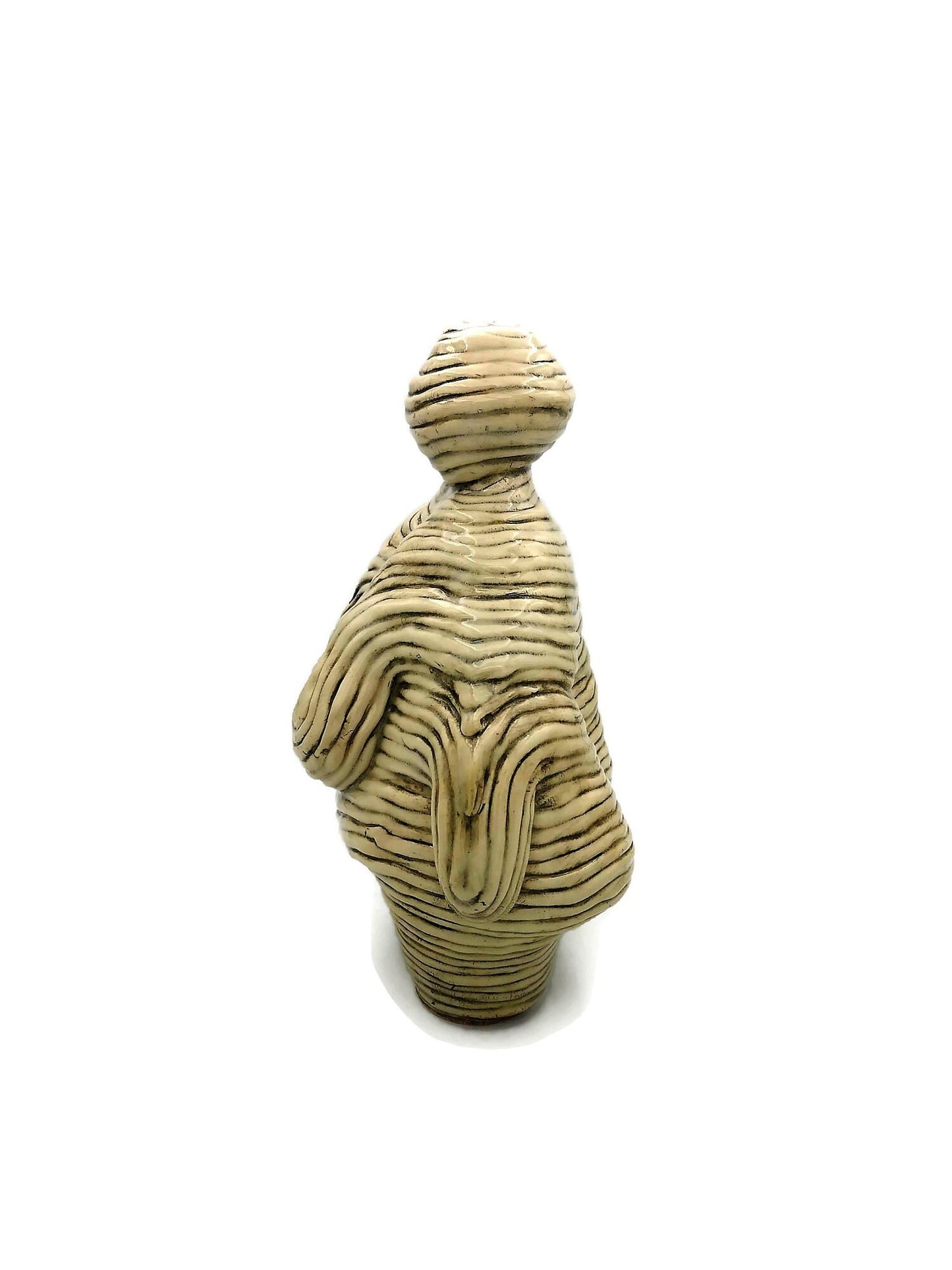 Handmade Stoneware Ceramic Goddess Statue, Mid Century Modern Female Sculpture Contemporary Art Textured Woman Large Floor Vase Wedding Gift - Ceramica Ana Rafael