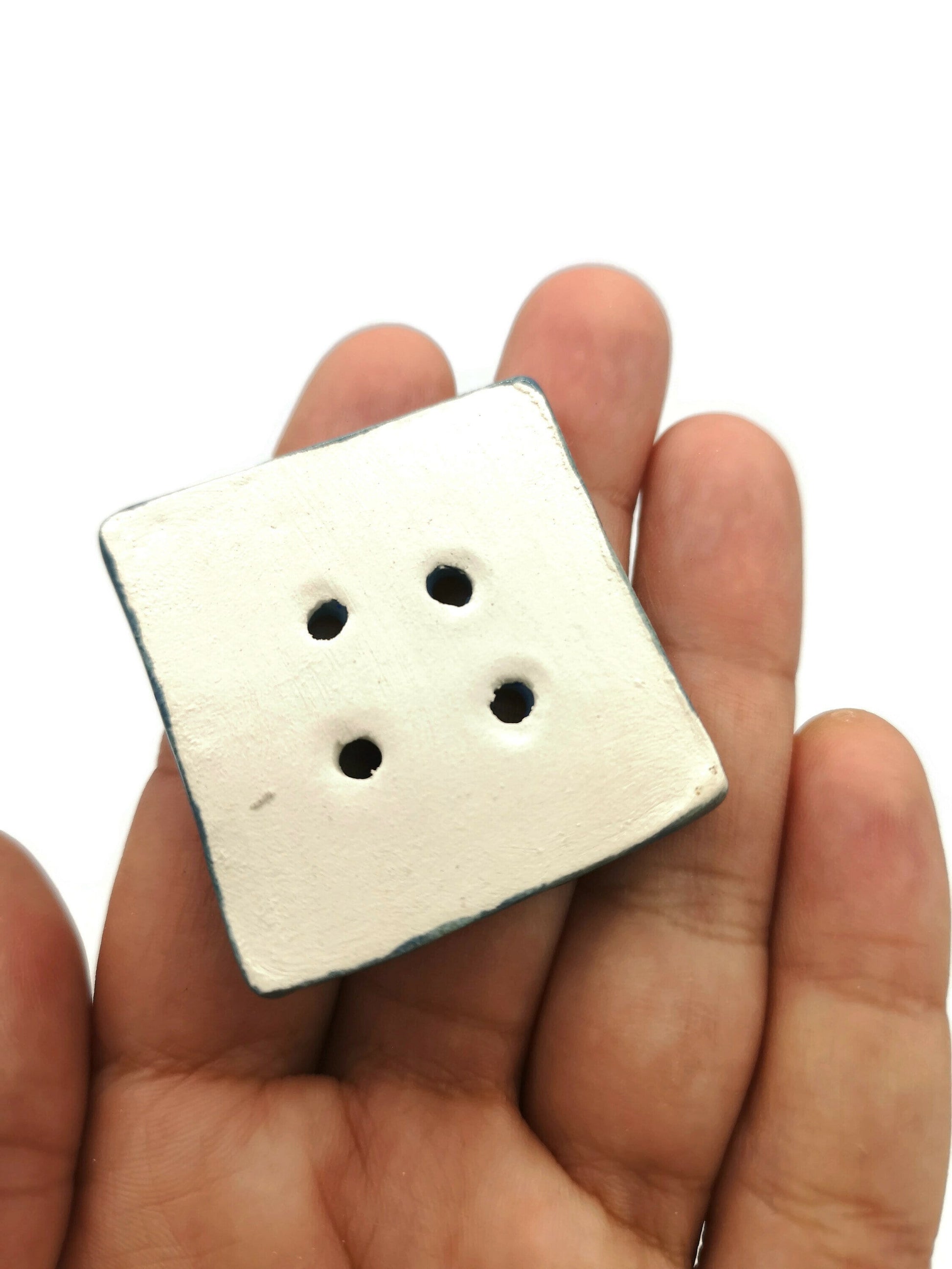 Large Square Buttons, Handmade Ceramic Button, Fancy Sewing Buttons Big, Oversized Flat Buttons Decorative For Jacket, Blouse Or Coat - Ceramica Ana Rafael