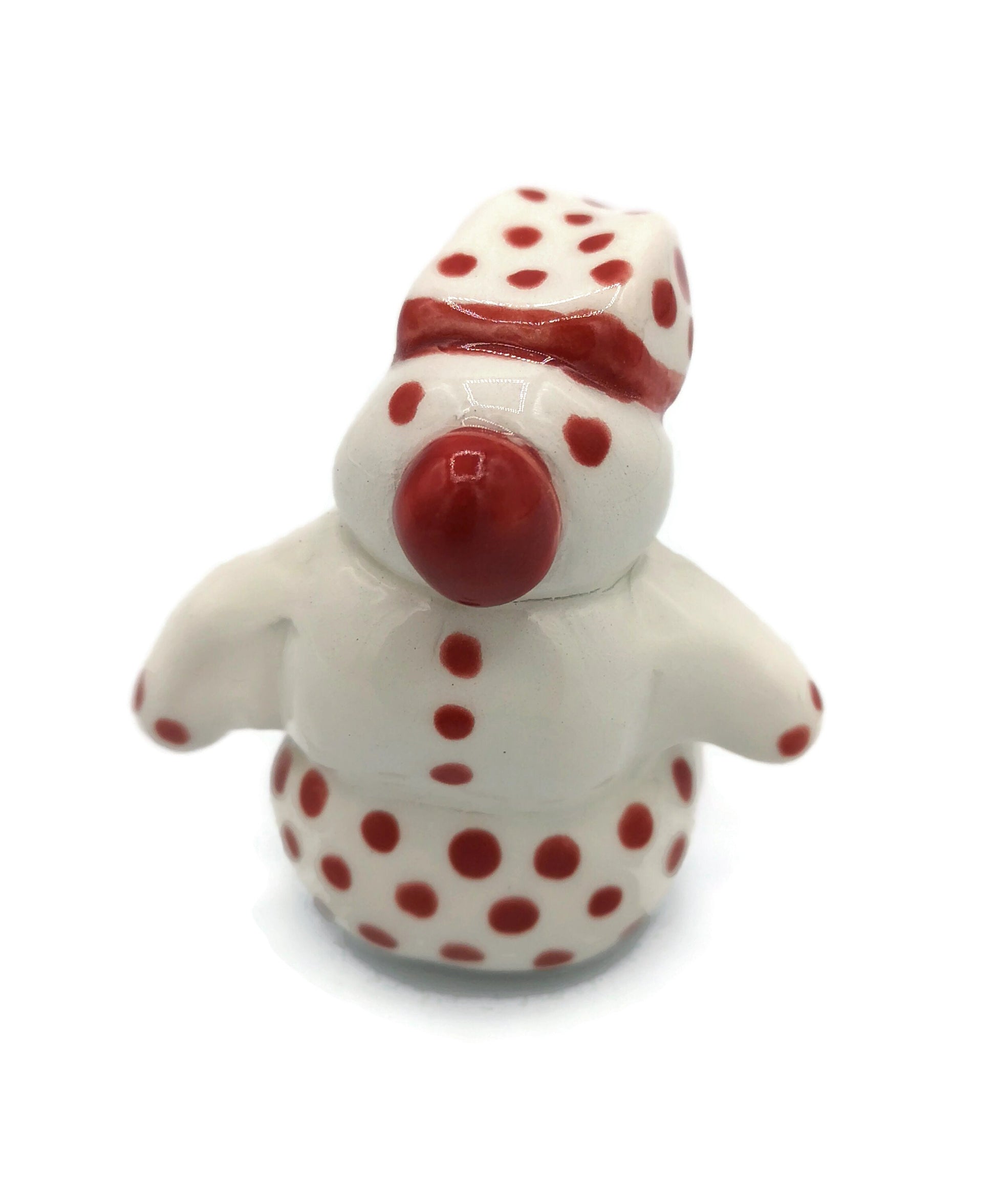 ceramic snowman figurine, Miniature snowman ornament, Gifts For Her Christmas Clearance Items, Best Gifts For Him, Best Sellers - Ceramica Ana Rafael