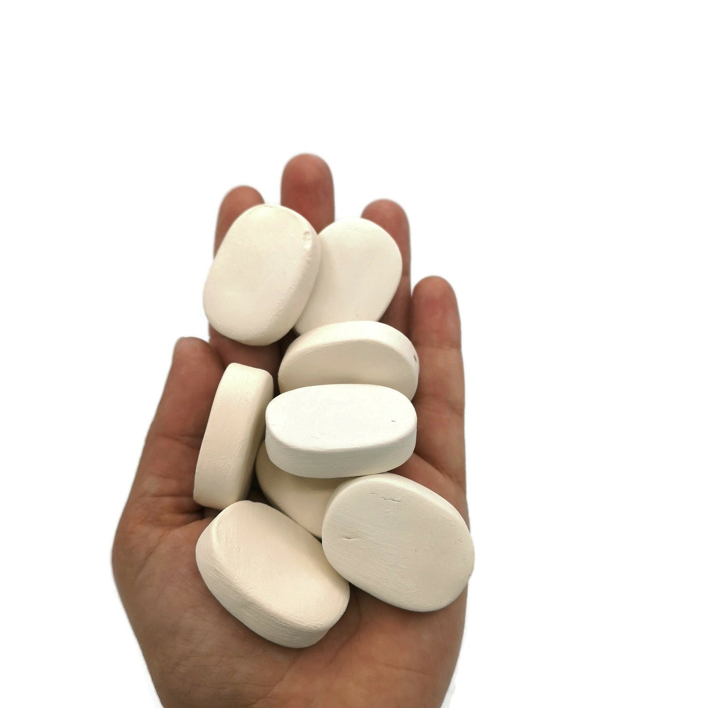 8/10Pcs Handmade Ceramic Beads For Jewelry Making. Large Hole, Oval Extra Large Ceramic Bisque Beads Ready To Paint, Craft Kits For Adults - Ceramica Ana Rafael