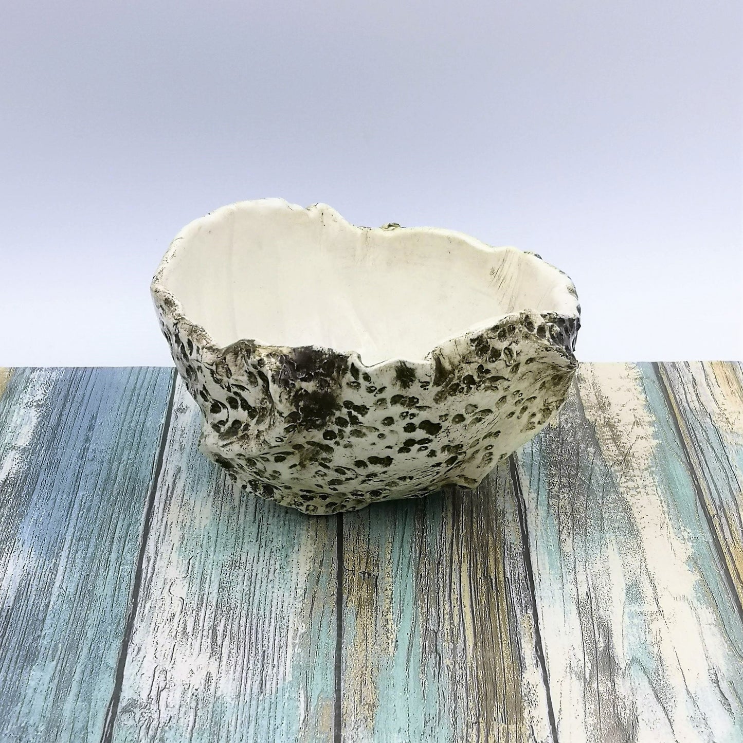 Handmade Ceramic Bowl With Organic Shape, Textured Succulent Planter Without Holes For Home Decor, Gift Idea for Women Who Have Everything - Ceramica Ana Rafael