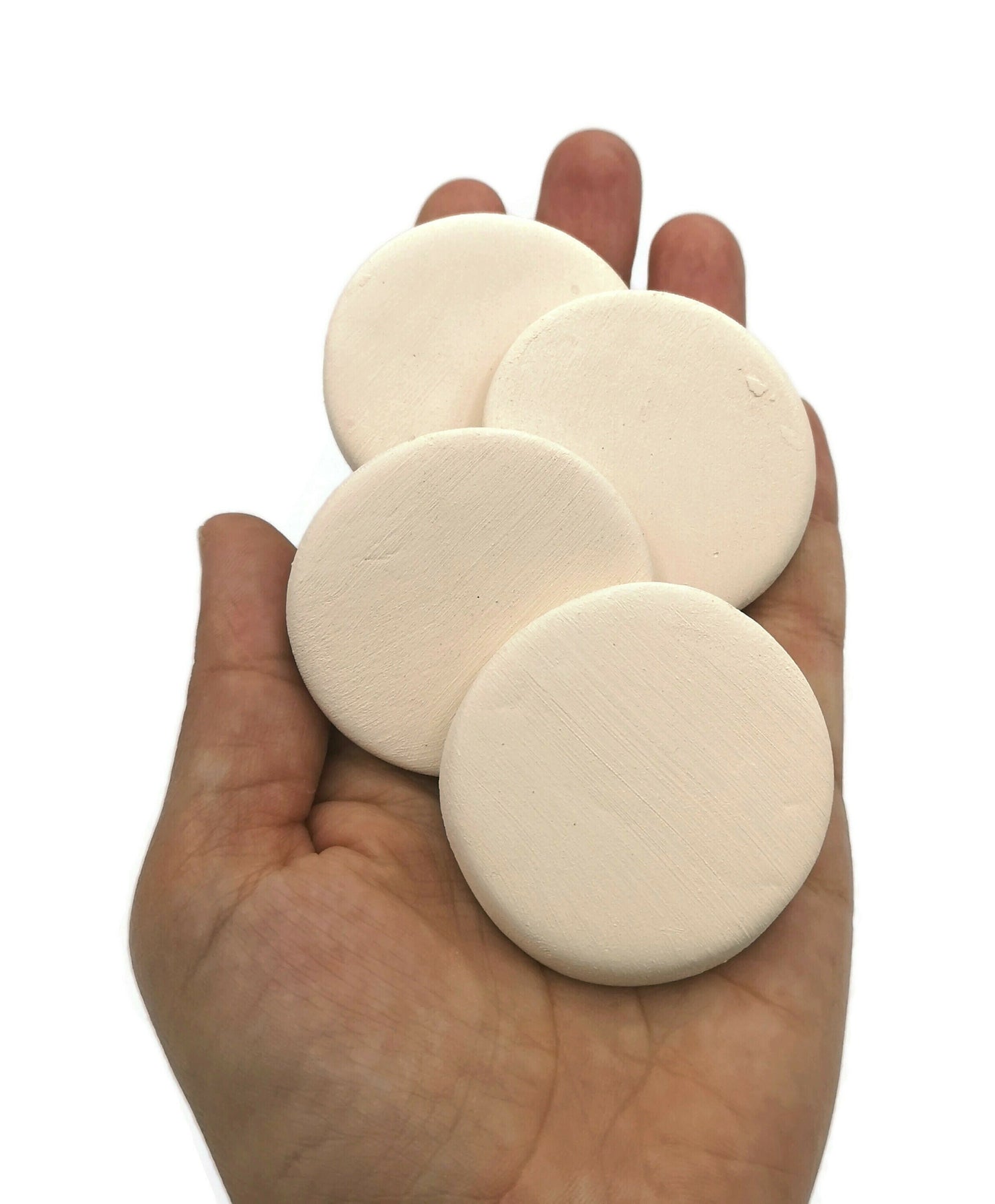 ready to paint small ceramic tiles for table, clay cabochon blanks set, handmade ceramic bisque, round mosaic tiles - Ceramica Ana Rafael