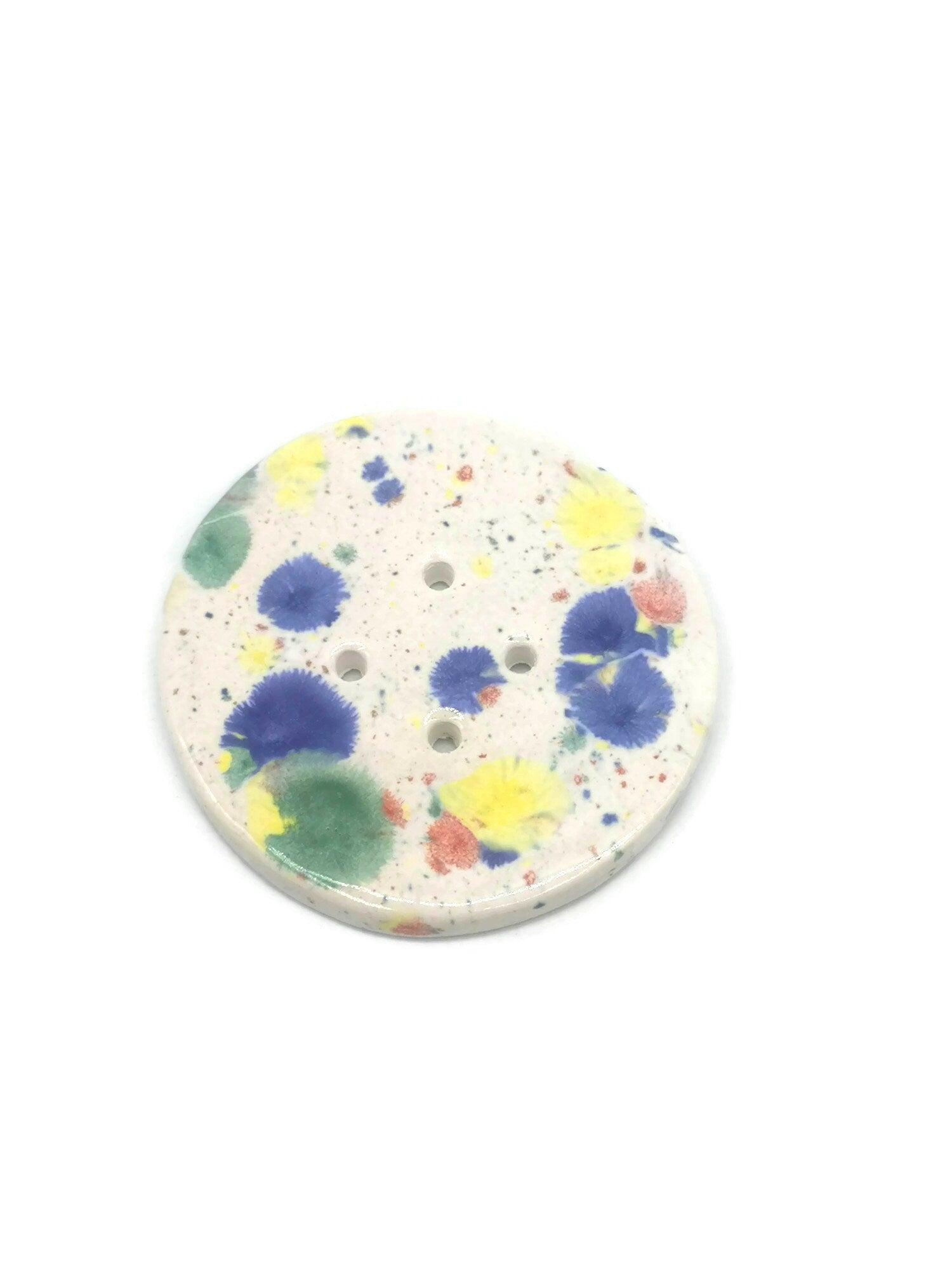 1Pc 65mm Colorful Giant Sewing Buttons, Jumbo Confetti Decorative Novelty Extra Large Buttons for Crafts, Handmade Ceramic Coat Button - Ceramica Ana Rafael