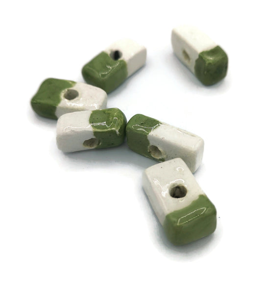 SPACER BEADS, RECTANGLE Bead, Ceramic Beads, Set Of 6 Flat Square Tile Beads For Jewelry Making, Decorative Unique Clay Beads For Crafts - Ceramica Ana Rafael