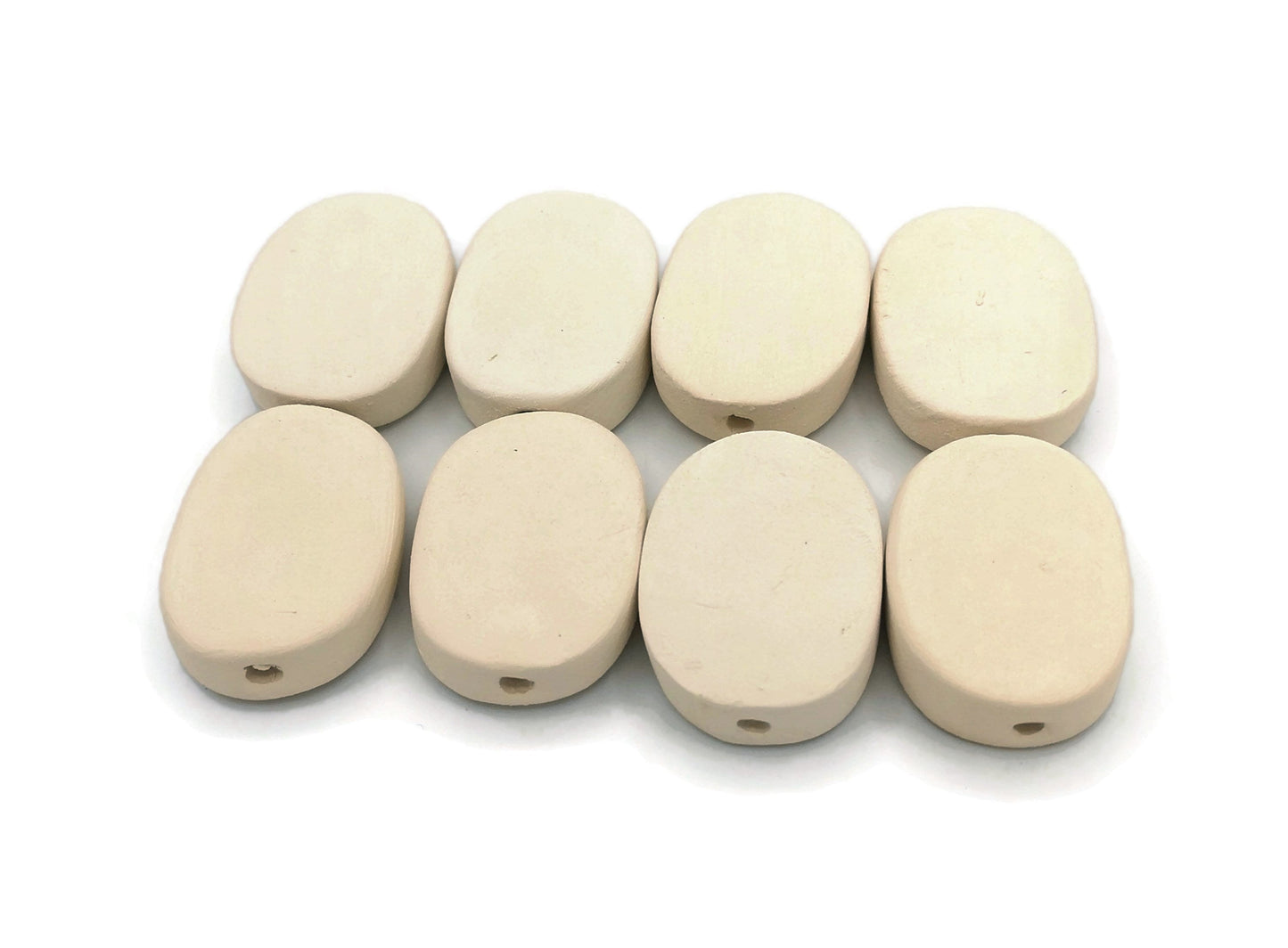 8/10Pcs Handmade Ceramic Beads For Jewelry Making. Large Hole, Oval Extra Large Ceramic Bisque Beads Ready To Paint, Craft Kits For Adults - Ceramica Ana Rafael