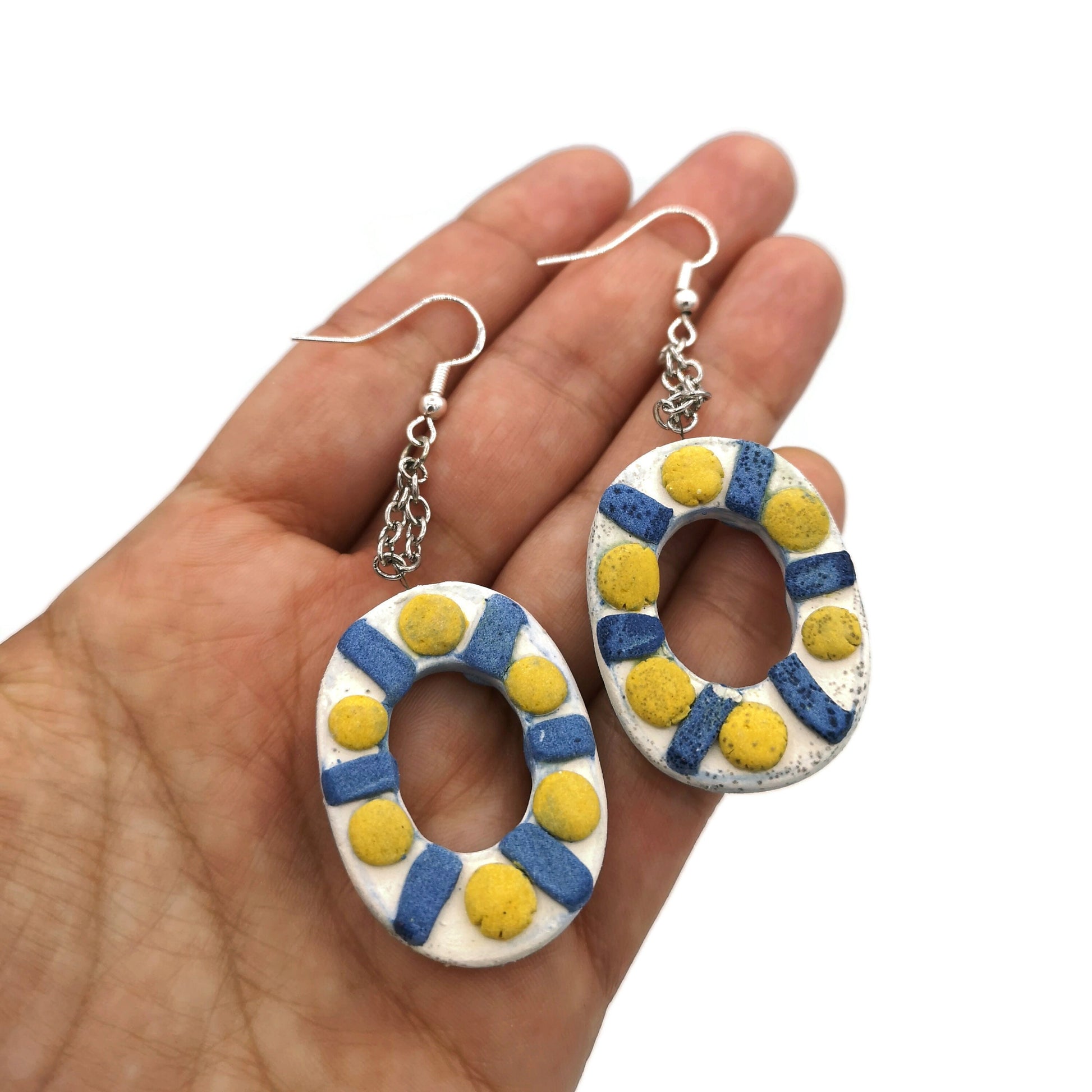 STATEMENT EARRINGS DANGLE, Clay Earrings, Handmade Ceramic Aesthetic Earrings, Dangle Earrings For Mom Birthday Gift From Daughter - Ceramica Ana Rafael