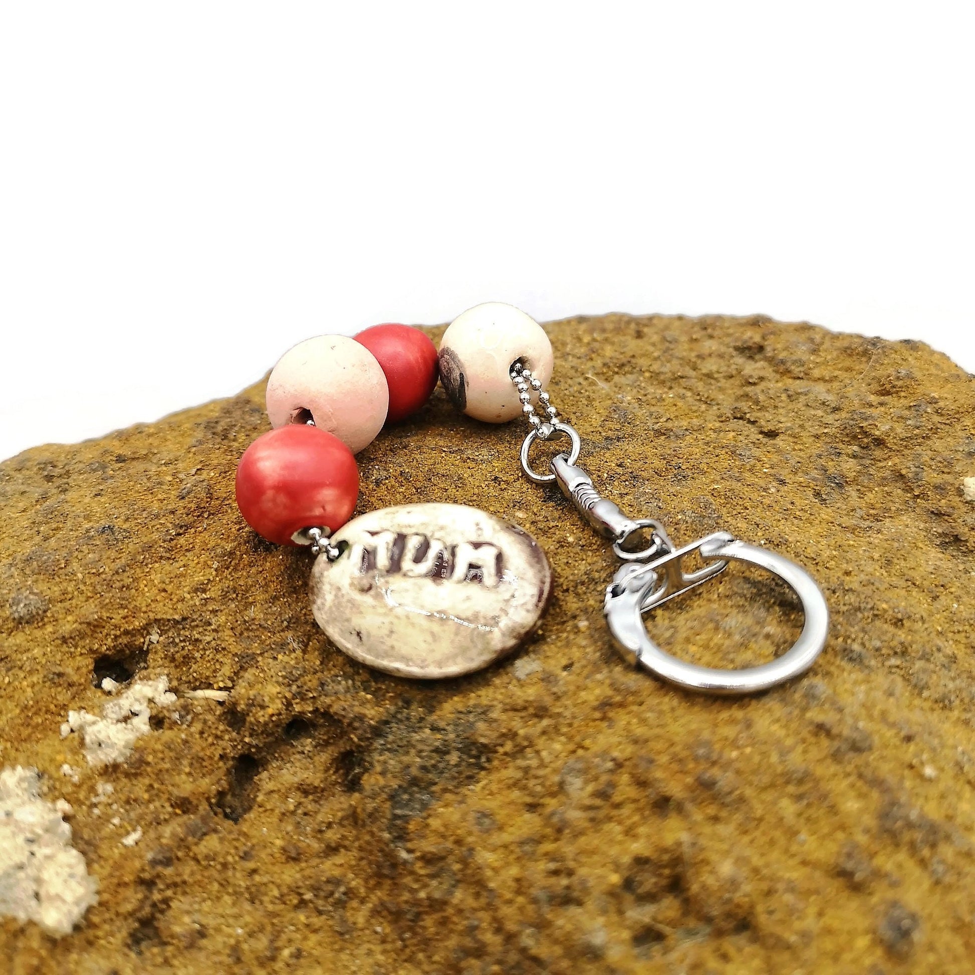 MUM KEYRING, CERAMIC Keychain For Women, Cute Clay Keychain Accessories For Mama - Ceramica Ana Rafael