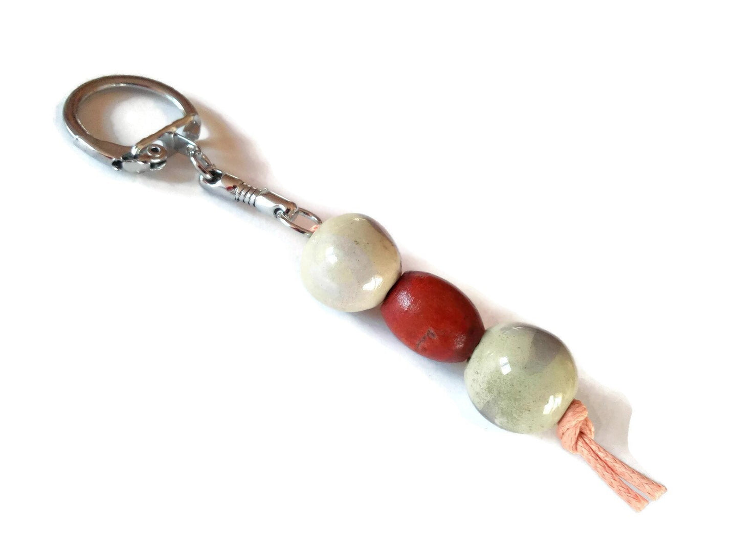 BEADED KEYCHAIN, CERAMIC Keychain, Customizable Keychain For Men, Daddy Keychain Handmade Accessories, Unique Secret Santa Gifts - Ceramica Ana Rafael