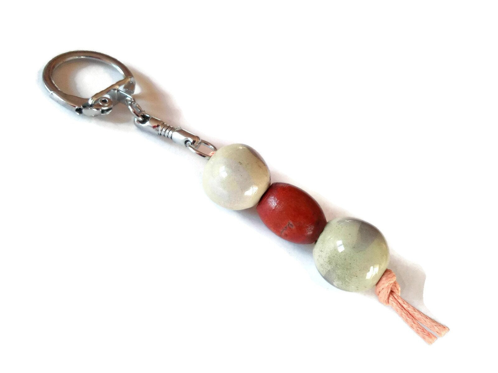 BEADED KEYCHAIN, CERAMIC Keychain, Customizable Keychain For Men, Daddy Keychain Handmade Accessories, Unique Secret Santa Gifts - Ceramica Ana Rafael