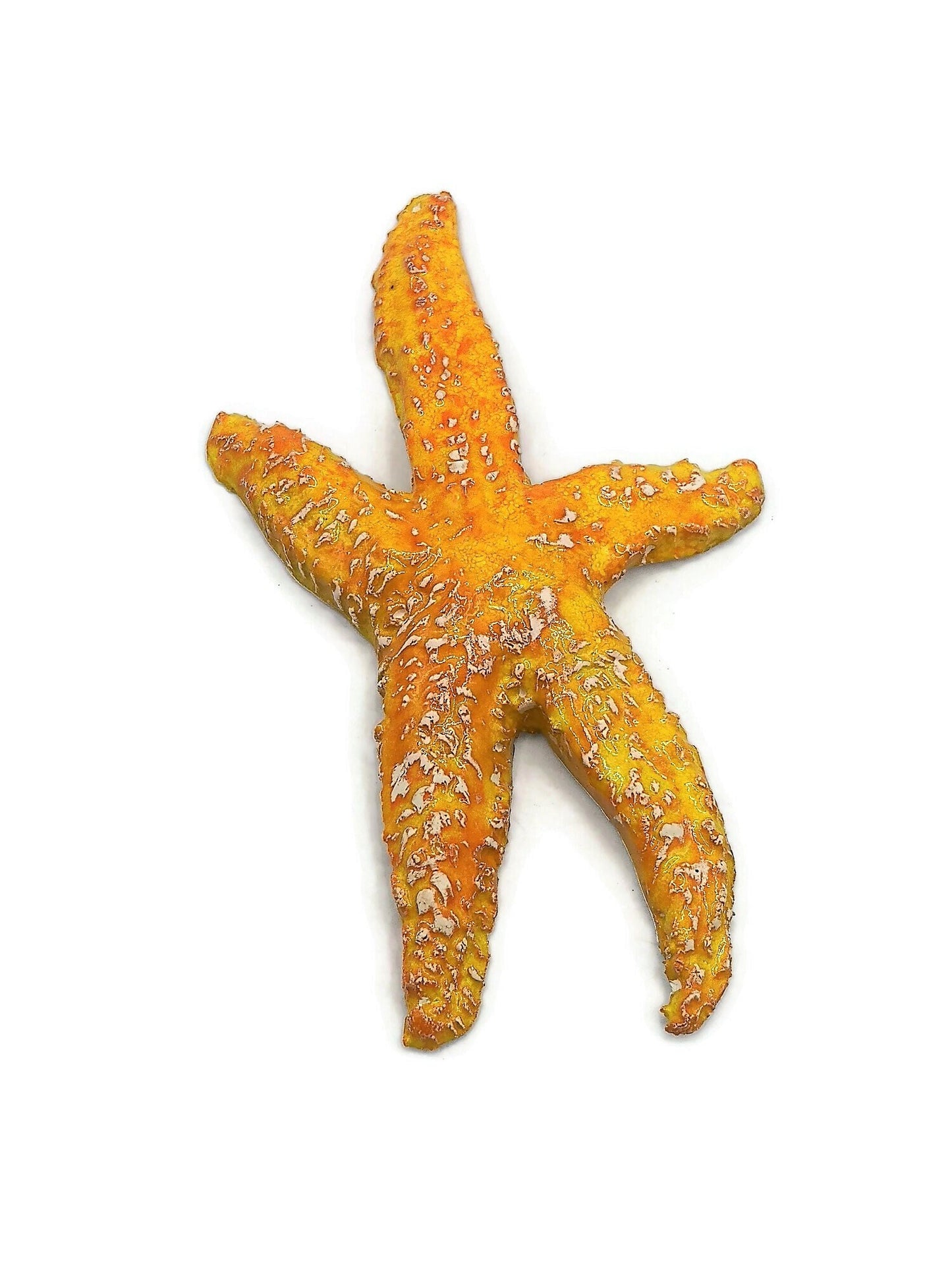 Handmade Ceramic Starfish Tile Wall Decor, Orange Glazed Sealife Gift Idea For Beach Lover, Wall Hanging To Create Your Own Mural - Ceramica Ana Rafael
