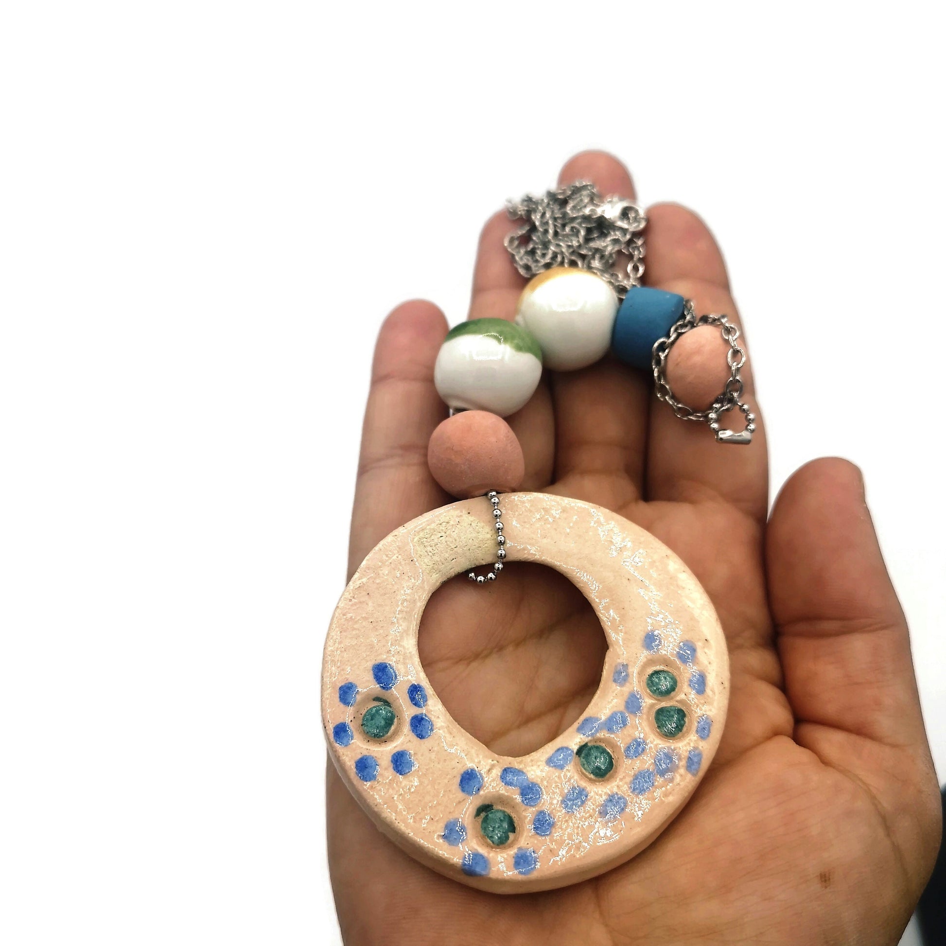 Statement Ceramic Pendant Necklace For Women, Everyday Beaded Necklace Best Gifts For Her, Best Sellers Unique Handmade Jewelry For Her - Ceramica Ana Rafael