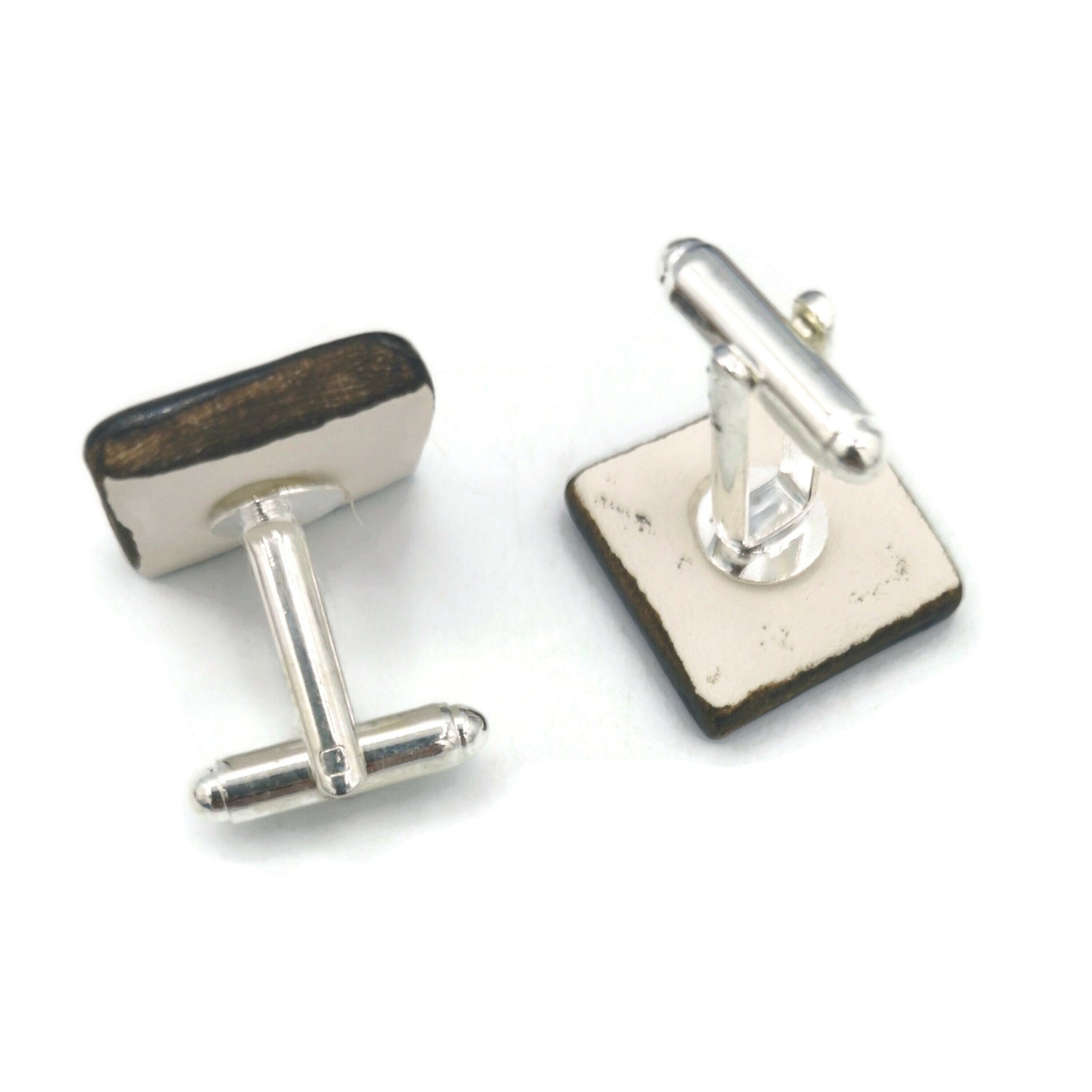 Handmade ceramic gold cufflinks for dad, 9th anniversary gift for husband, Fathers Day Gift From Daughter, Step Dad Gift - Ceramica Ana Rafael