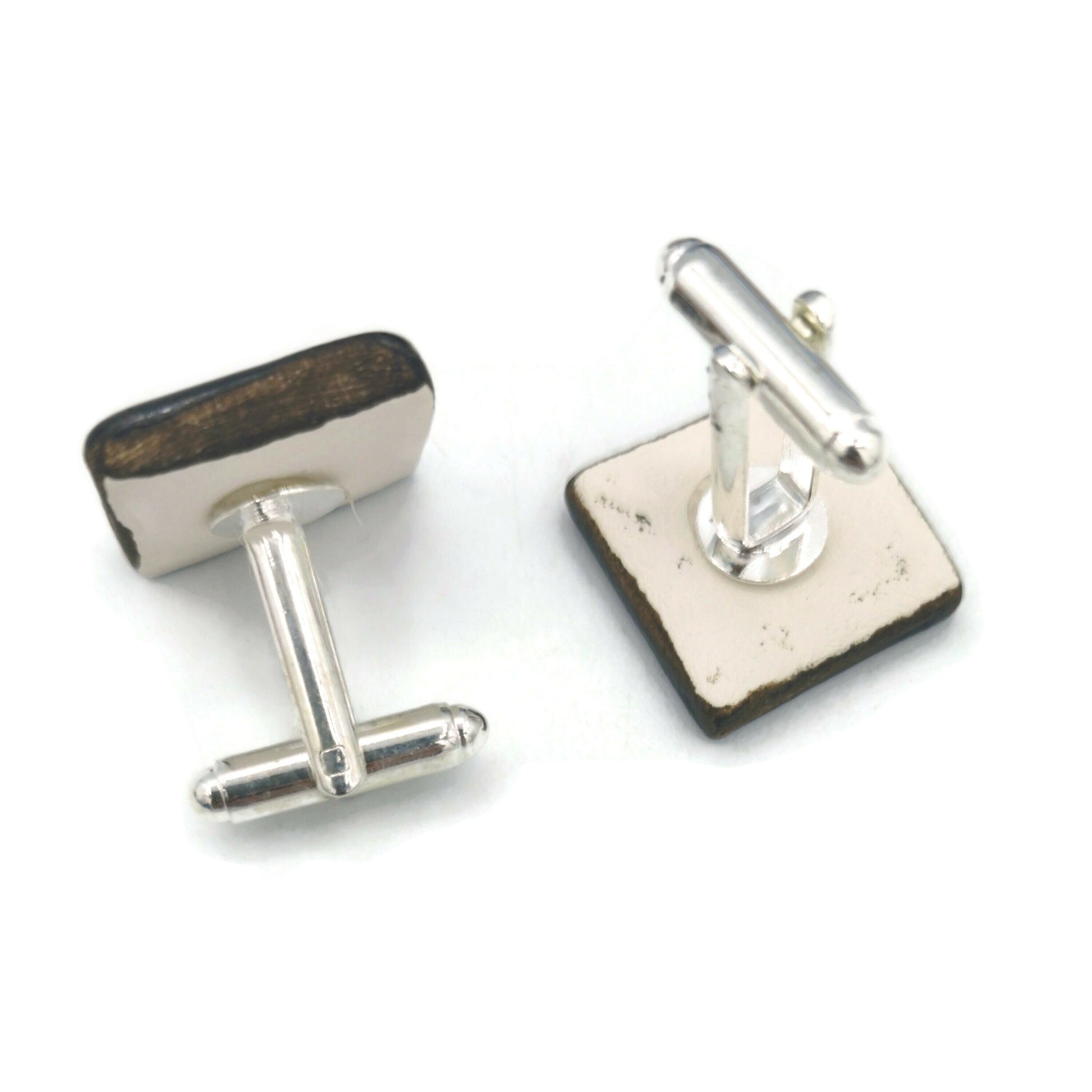 Handmade ceramic gold cufflinks for dad, 9th anniversary gift for husband, Fathers Day Gift From Daughter, Step Dad Gift - Ceramica Ana Rafael