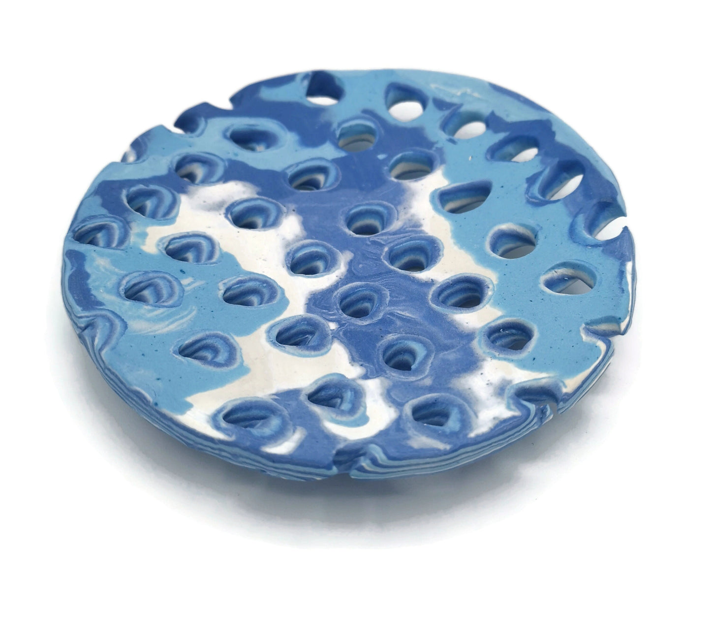 Handmade Ceramic Soap Dish Self Draining, Matte Blue Pottery Soap Bar Holder, Eco-Friendly Products, Shampoo or Sponge Holder for Bathroom - Ceramica Ana Rafael