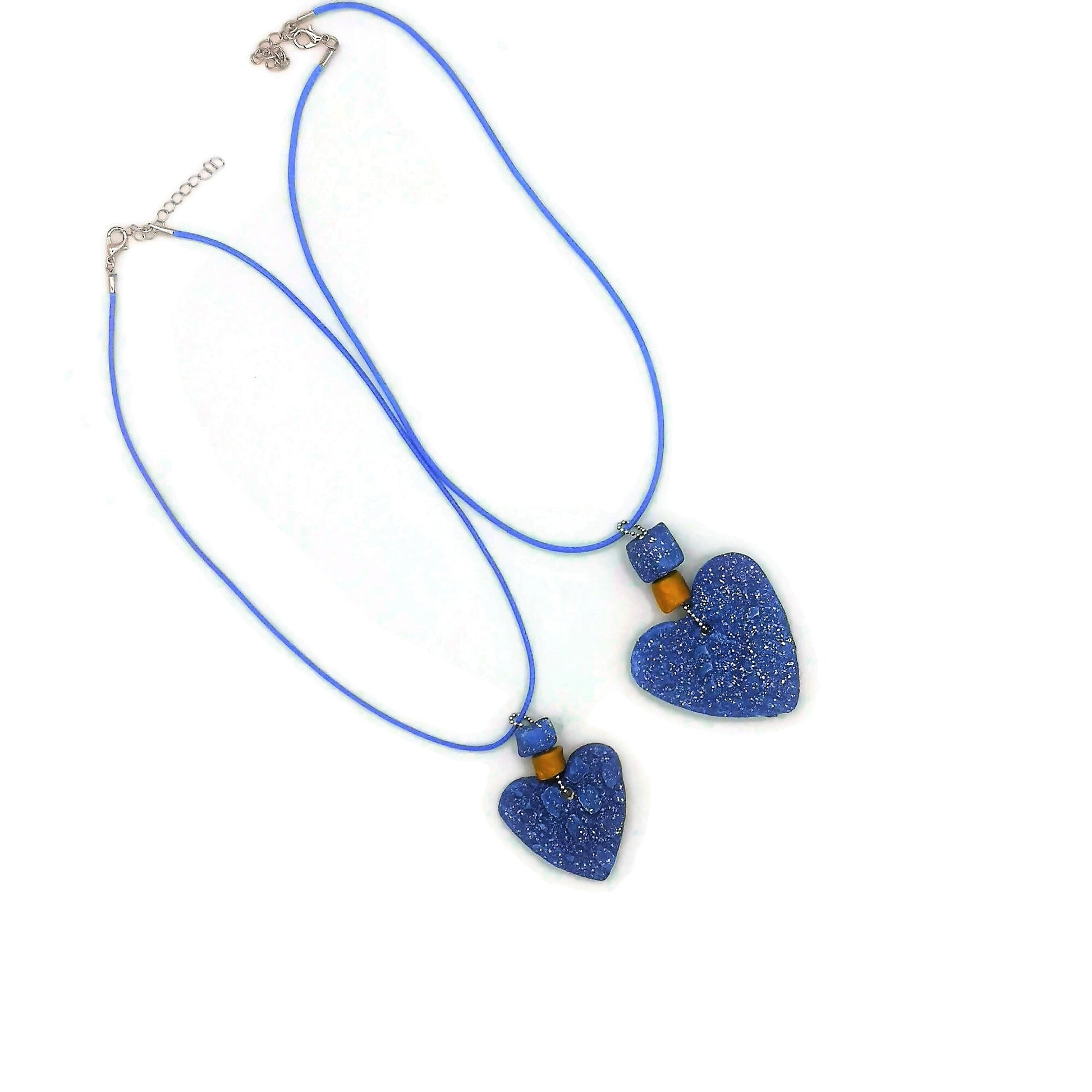 Statement Gold Heart Pendant Necklace For Women, Boho Clay Necklace, Everyday Necklace For Her, Cute Mother Day Gift From Daughter - Ceramica Ana Rafael