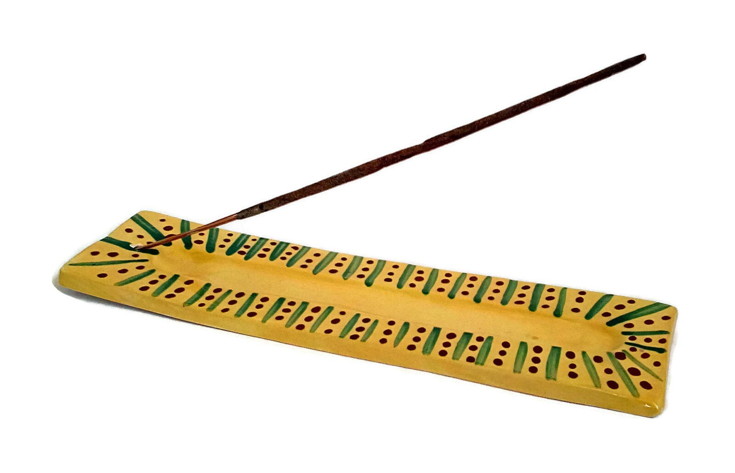 Handmade Ceramic Long Incense Holder, Hand Painted Yellow Pottery Incense Burner Gift For Women, Mom Birthday Gift - Ceramica Ana Rafael