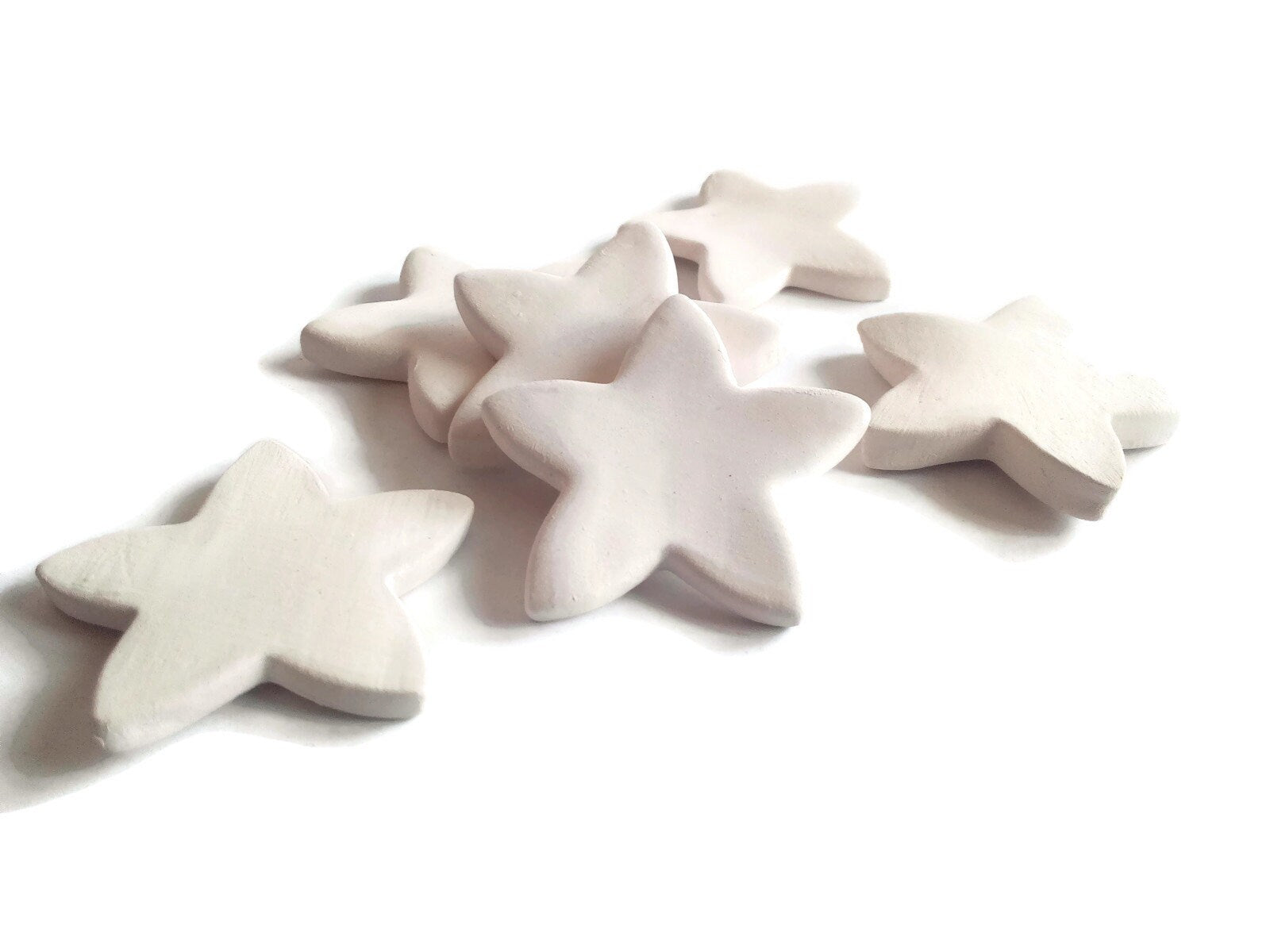 6Pc 45mm Small Ceramic Tiles Star Shaped, Tiny Mosaic Tiles For Crafts, Unpainted Ceramic Bisque Ready To Paint, Best Sellers Handmade - Ceramica Ana Rafael