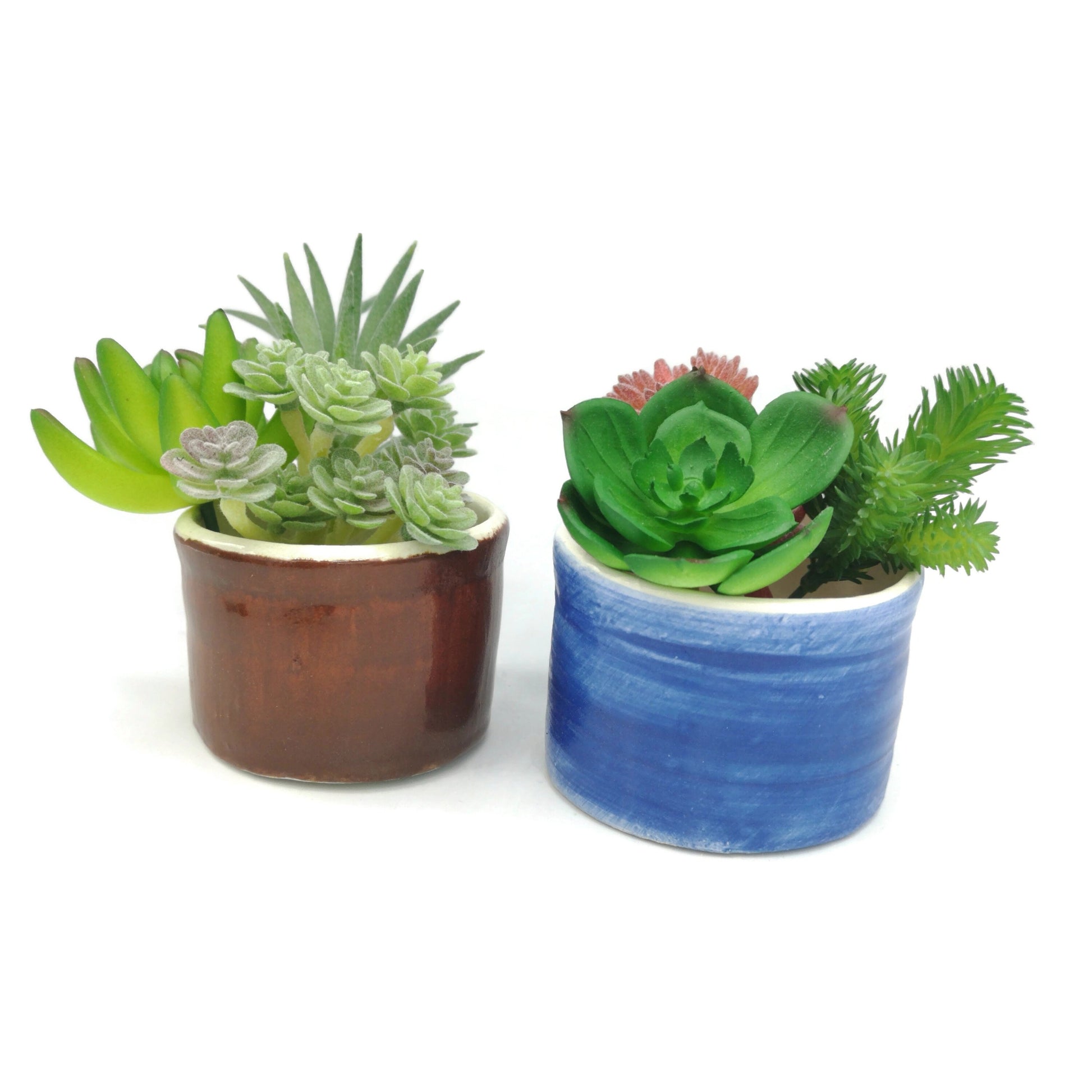 Set of 2 Handmade Ceramic Planter, Office Desk Accessories for Women Trending Now, Small Succulent Pot, Mom Birthday Gift From Daughter Vase - Ceramica Ana Rafael