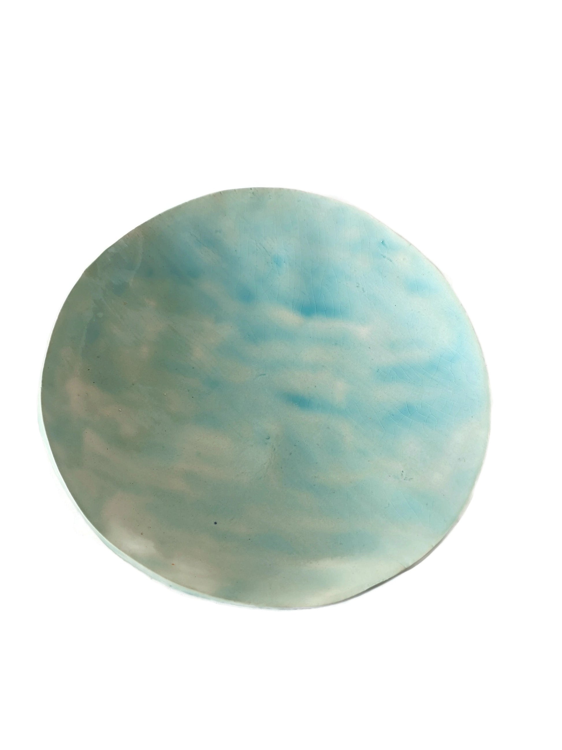 Handmade Ceramic Plate, Portuguese Plates, Round Ceramic Plate Wall Decor Use For Serving Dish, Unique Turquoise Dinner Plates For Display - Ceramica Ana Rafael