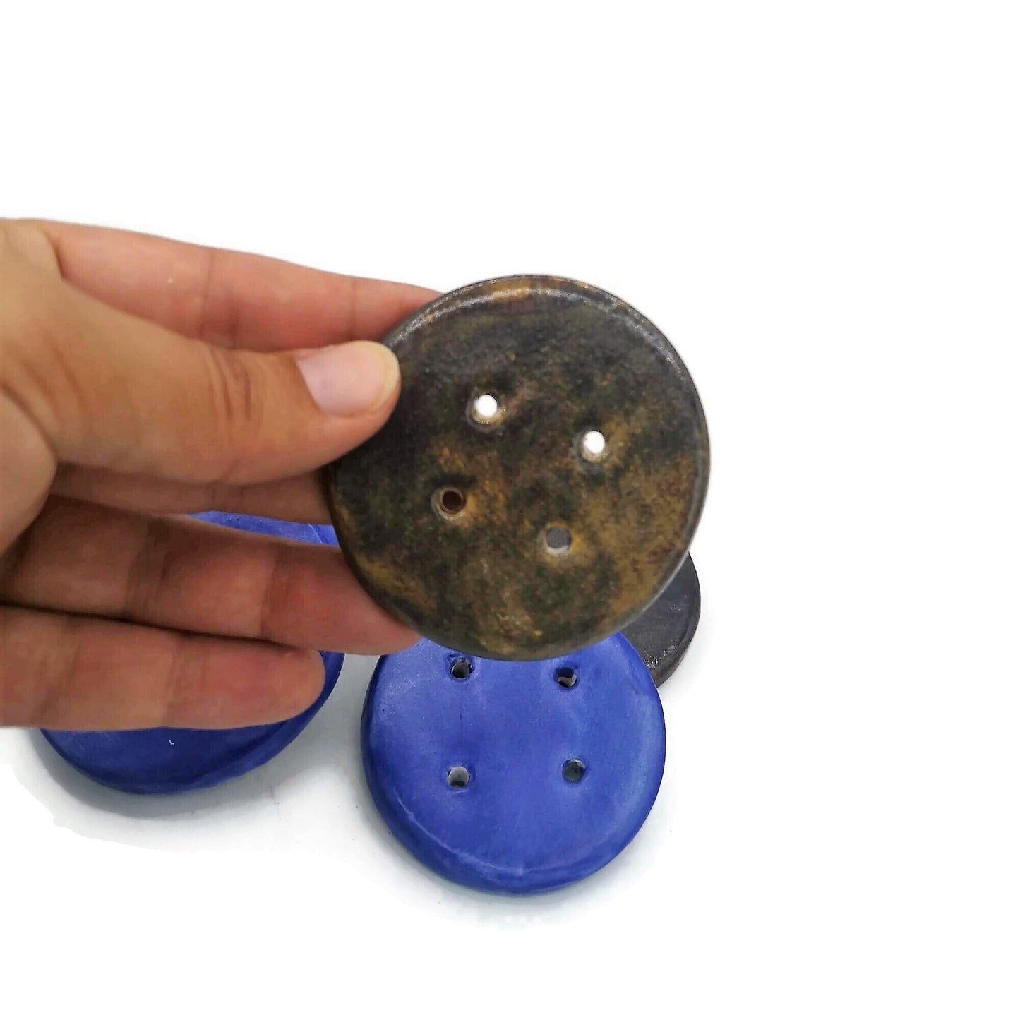 6Pc 55mm Extra Large Sewing Buttons For Crafts, Handmade Ceramic Round Novelty Buttons, Coat Button Lot For Clothes And Home Decor - Ceramica Ana Rafael