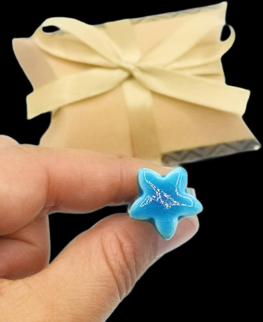 Handmade Ceramic Blue Star Ring For Women, Stainless Steel Adjustable Ring, Porcelain Best 9th Anniversary Gifts For Her, Unique Chunky Ring - Ceramica Ana Rafael