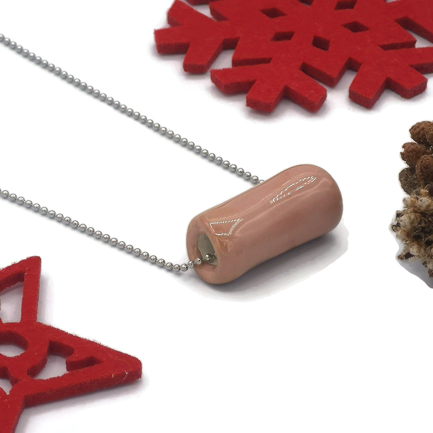 Pink Bead Dainty Necklace For Women, Cute Necklace For Mom, Aesthetic Gift For Her, Simple Necklace, Everyday Necklace - Ceramica Ana Rafael