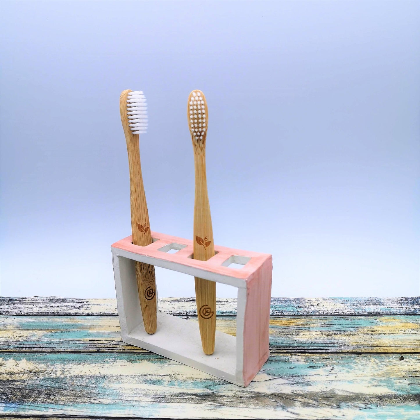 Handmade Ceramic Toothbrush Holder For Women, Rectangle Utensil Holder, Pink Eco Friendly Products For Bathroom - Ceramica Ana Rafael