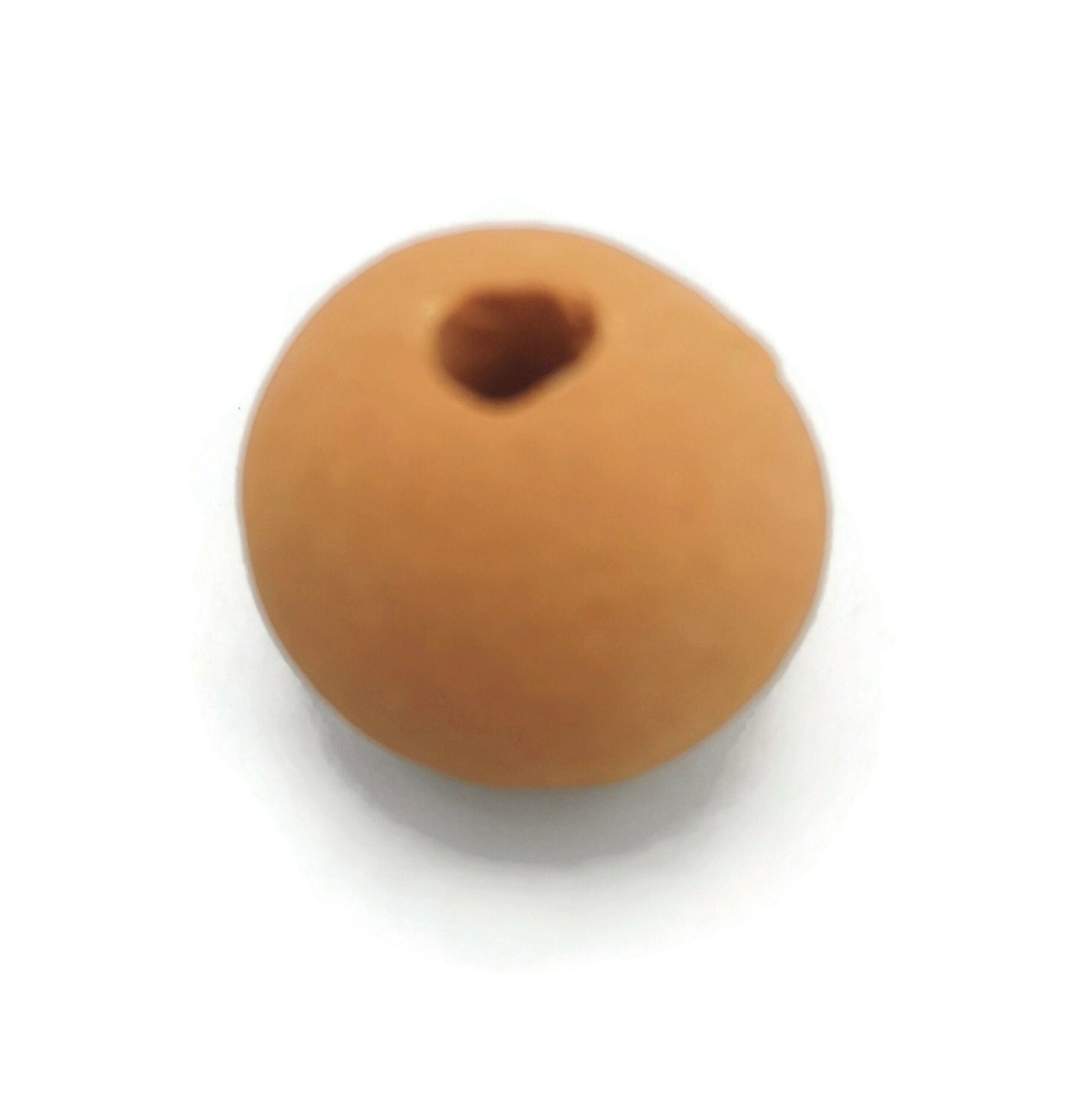 1Pc Large Hole Beads, Oversized Ceramic Bead 4mm Hole, Round Shape Matt Orange Pottery Macrame Beads, Best Sellers Handmade Jewelry Supplies - Ceramica Ana Rafael