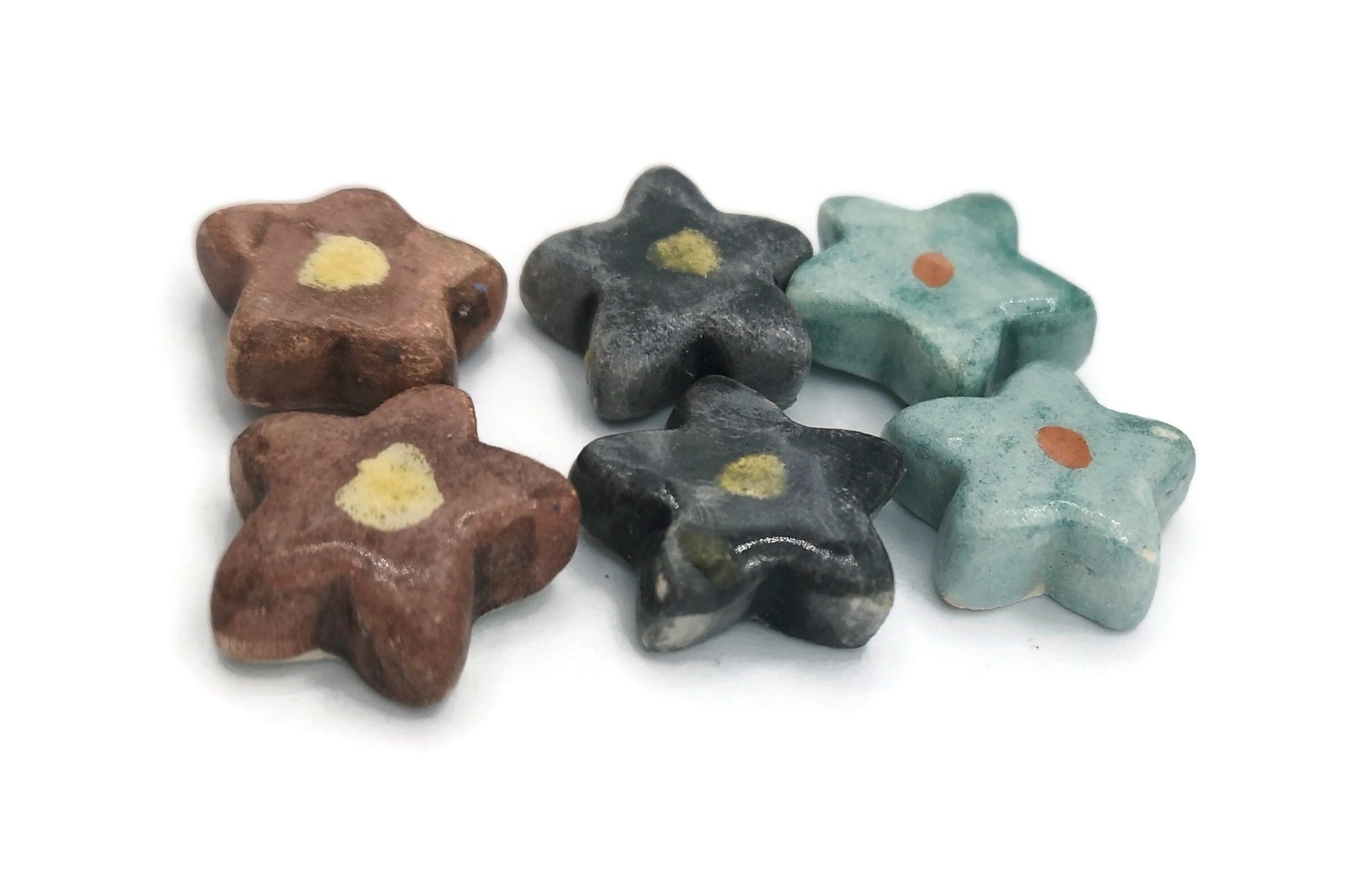 CUTE CABOCHONS, CERAMIC Jewelry, Assorted Cabochons, Set of 6 20mm Flatback Decorative No Hole Beads, Unique Gift For Mom - Ceramica Ana Rafael