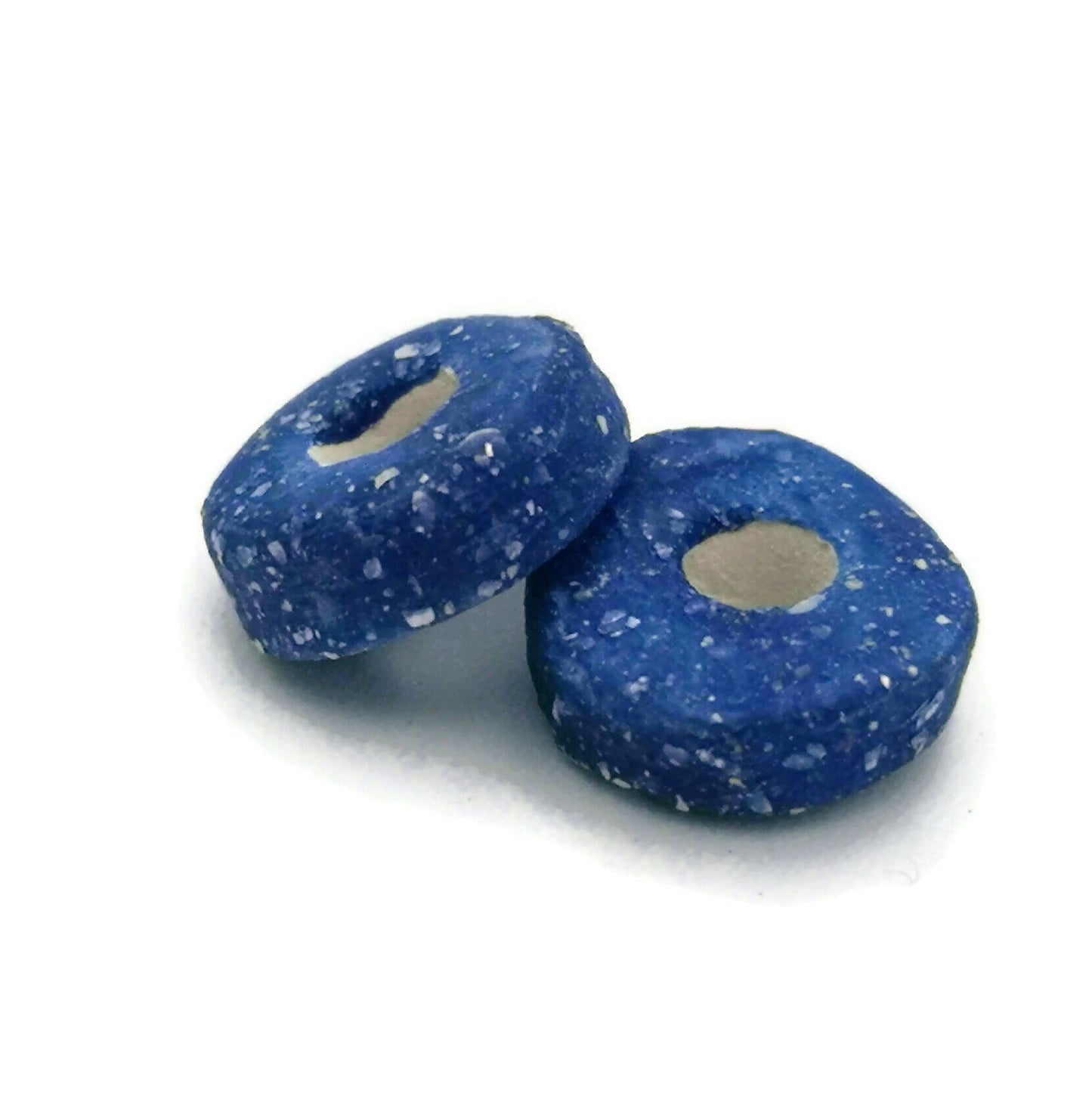 3 Pcs Clay Beads Large Hole, Handmade Ceramic Beads Jewelry Making, Unique Donut Bead Unusual, Porcelain Dreadlock Beads - Ceramica Ana Rafael