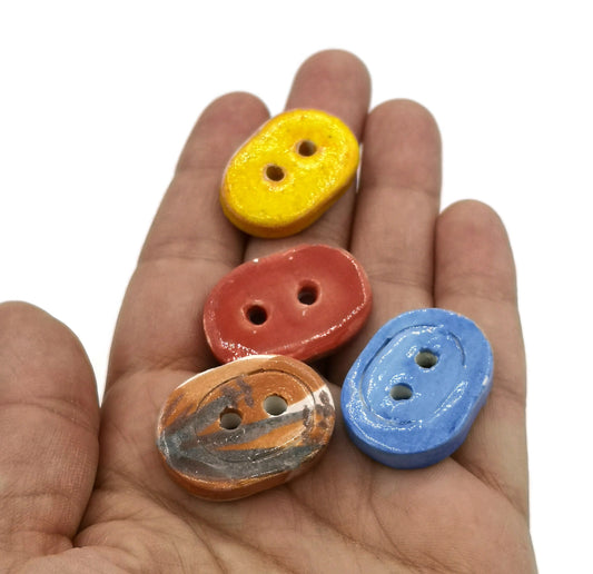4Pc Oval Sewing Buttons Lot, Cute Big Buttons For Jewelry Making, Best Sellers Sewing Supplies And Notions, Unique Buttons For Crafts - Ceramica Ana Rafael