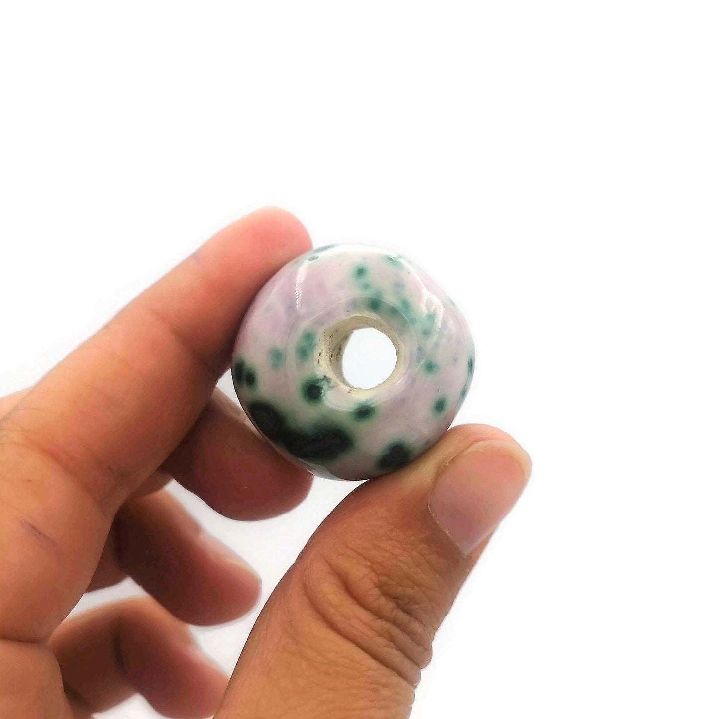 1pc Extra Large Macrame Bead Large Hole, Handmade Ceramic Beads For Clay Jewelry Making, Unique Porcelain Bubblegum Beads - Ceramica Ana Rafael