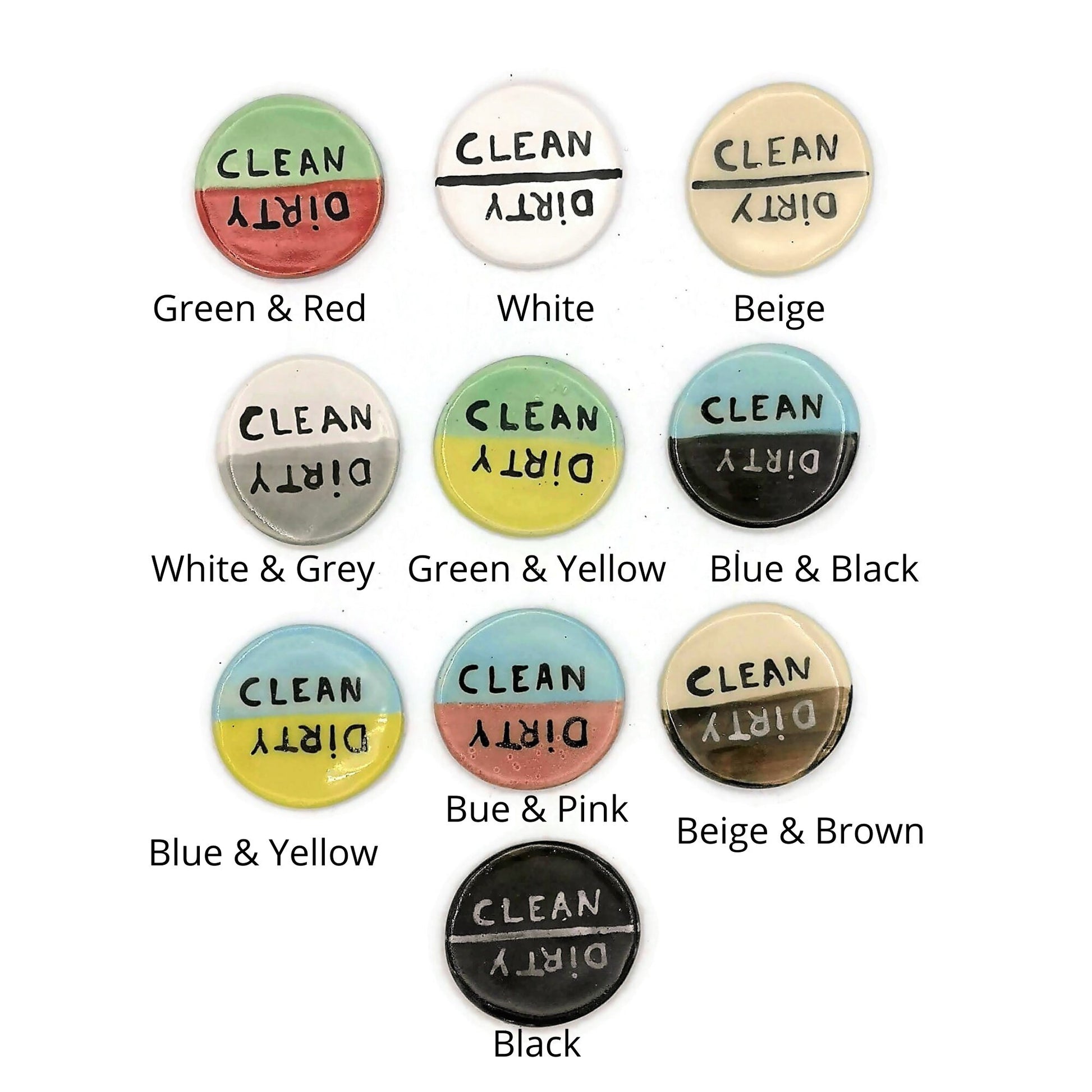 Large Clean Dirty Dishwasher Magnet, Handmade Ceramic Round Refrigerator Magnet, Housewarming Gift First Home Most Sold Items - Ceramica Ana Rafael