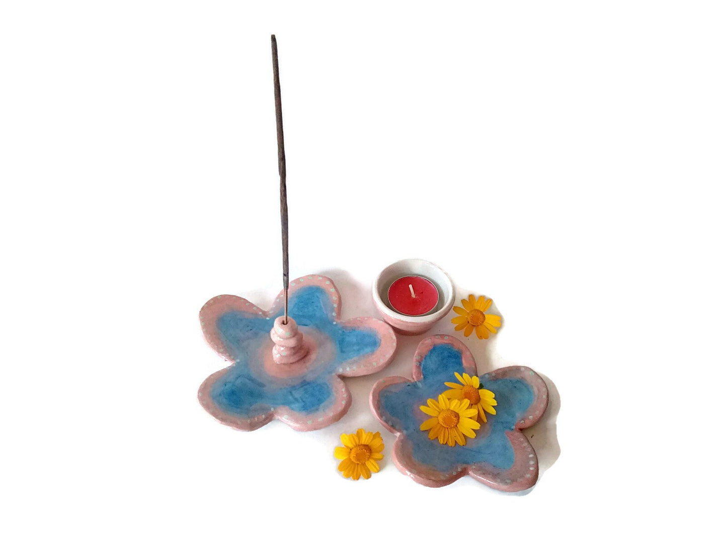 Cute Incense Holder, Handmade Ceramic Bowl Set 3Pcs, Tea Light Holder, Mothers Day Gift For Grandma, Plant Mom Birthday Gift From daughter, - Ceramica Ana Rafael