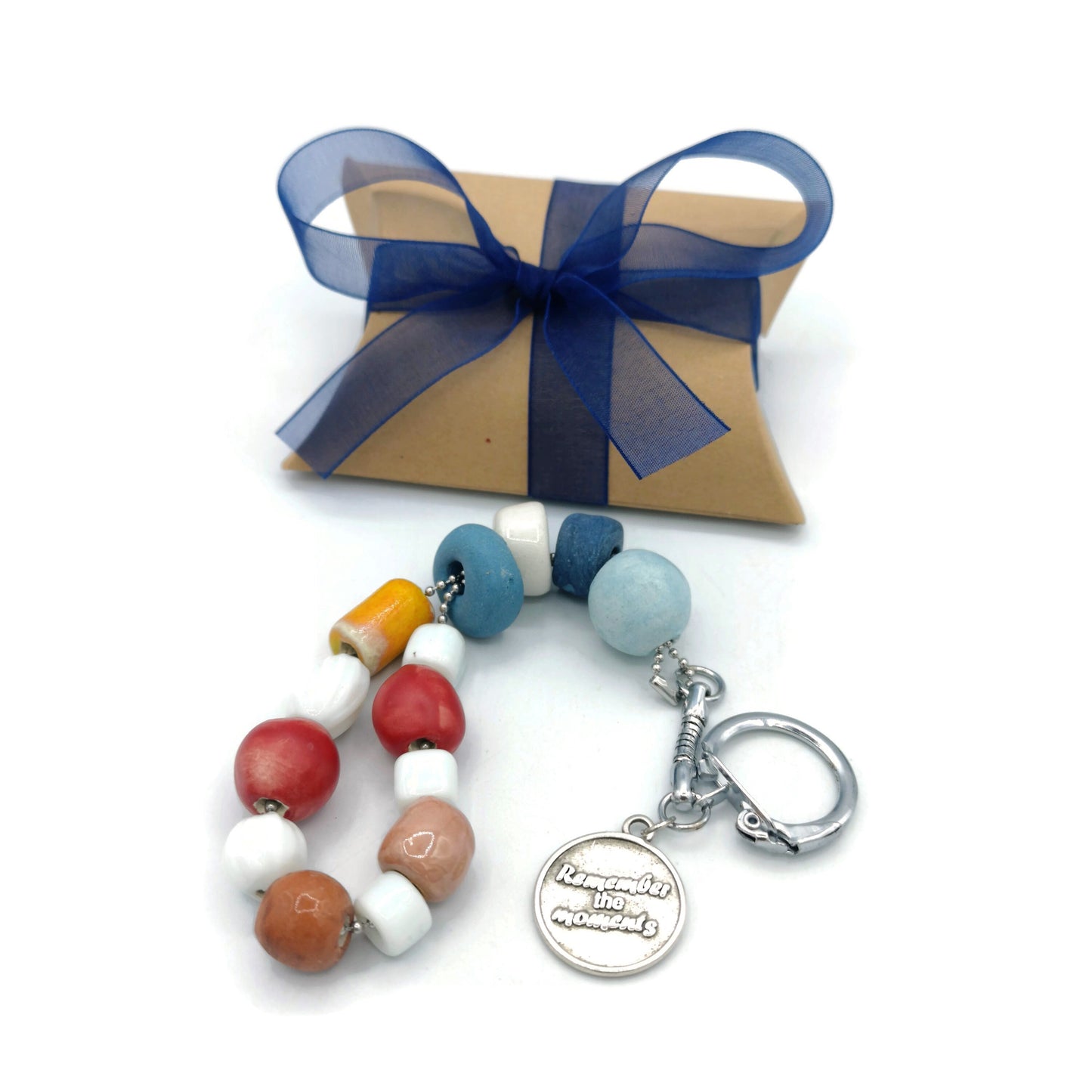 inspirational quote boho keychain accessories aesthetic, clay keychains cute, best friend gift for women - Ceramica Ana Rafael