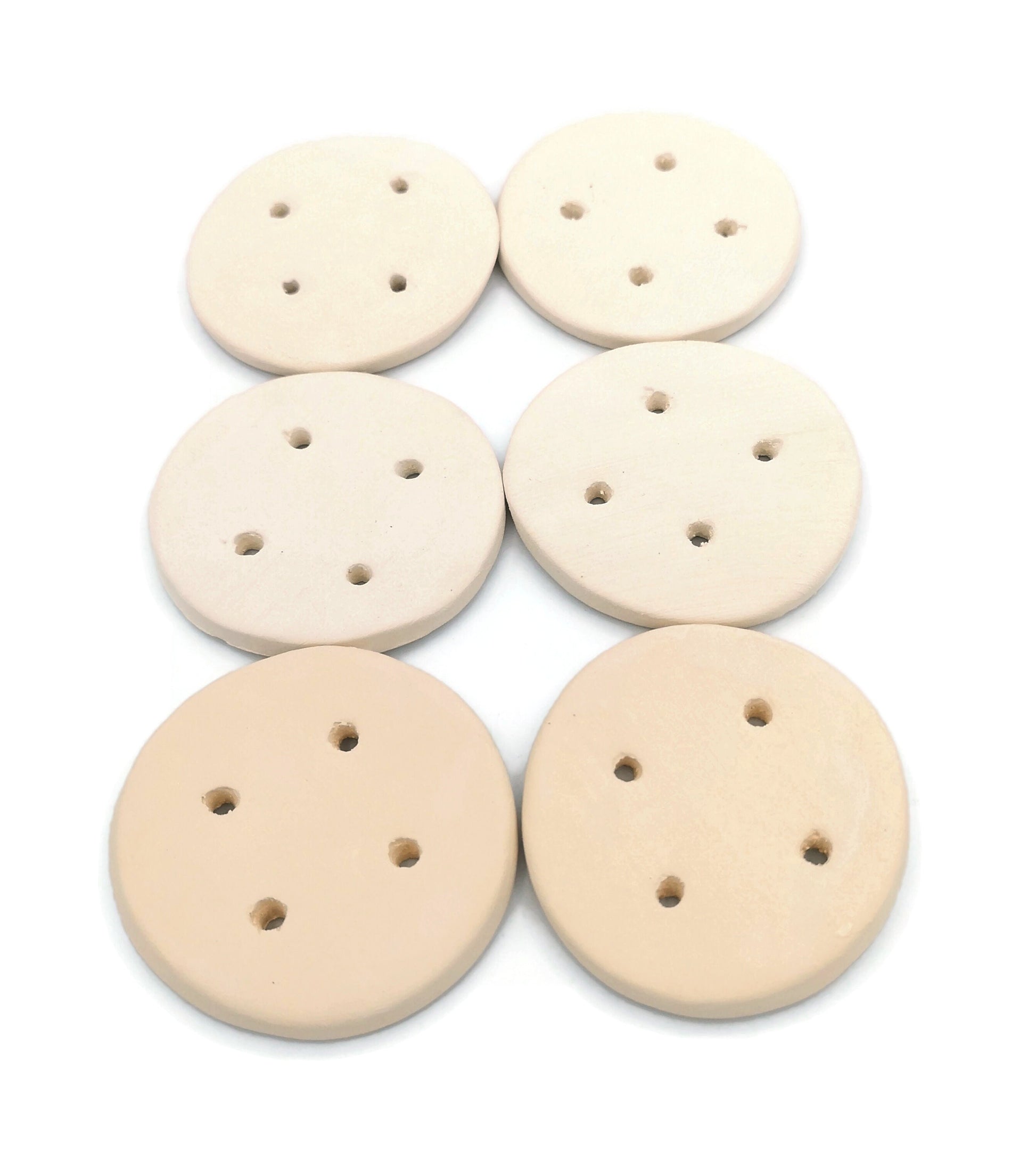 Handmade ceramic Sewing buttons Set, Unpainted Ceramic Bisque ready To Paint, Upholstery Buttons Round Shape, Best Gifts For Her Large Blank - Ceramica Ana Rafael