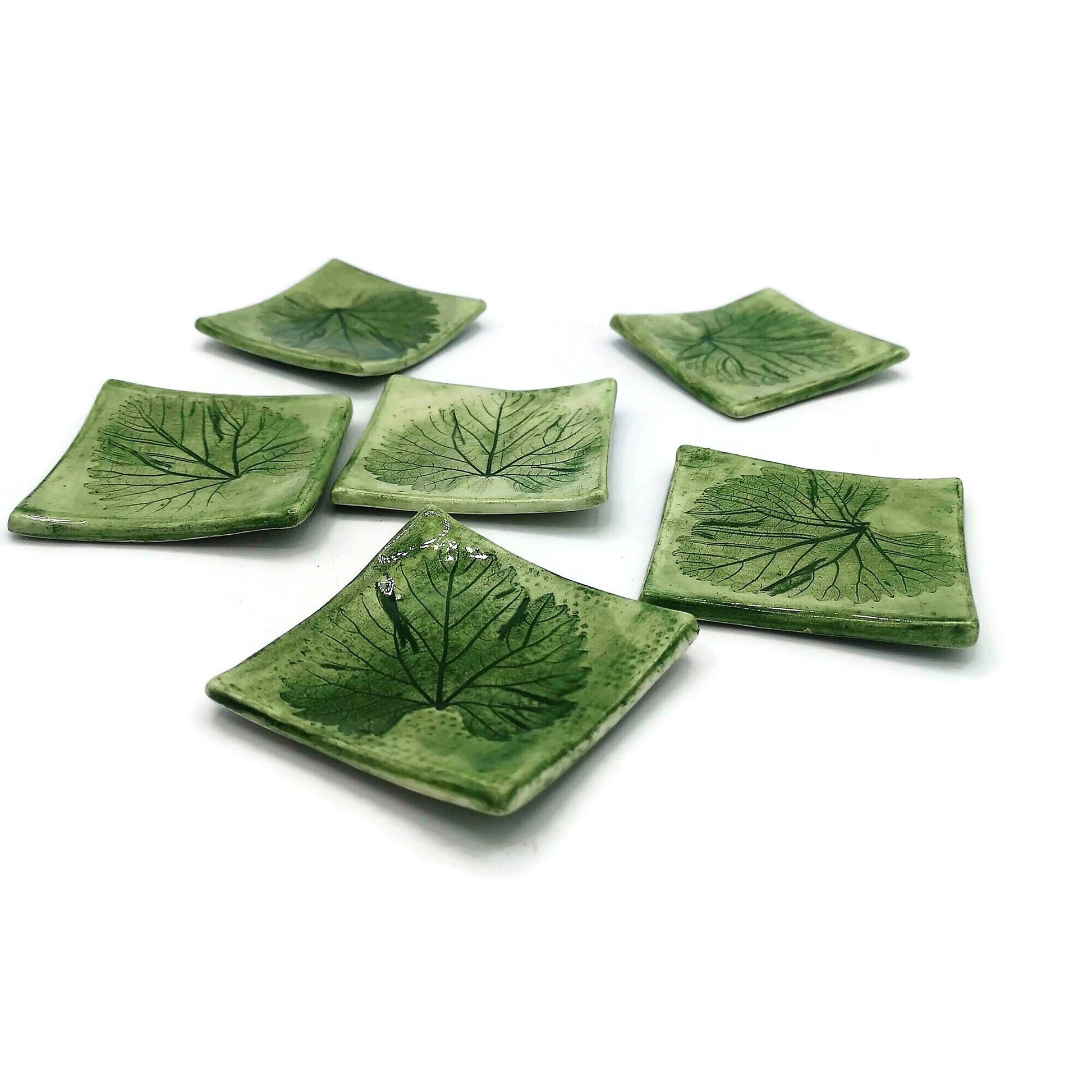 Ceramic candle holder, tealight holder, clay trinket dish, jewelry dish, square tea bag holder, small unique wedding favors - Ceramica Ana Rafael