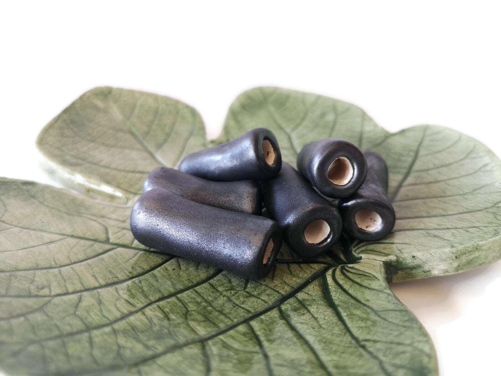 1Pc 35mm Large Tube clay beads for jewelry making supplies, ceramic macrame beads large hole, beard beads for hair braids, dreadlock beads